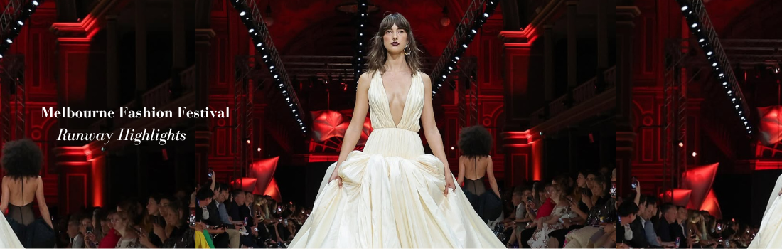 A woman is walking on the runway
