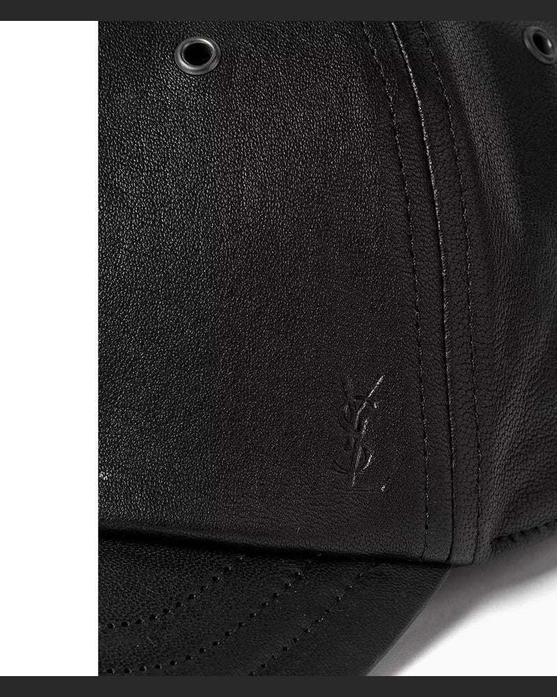 Saint Laurent Black Leather Lamb Cap Glam Steals