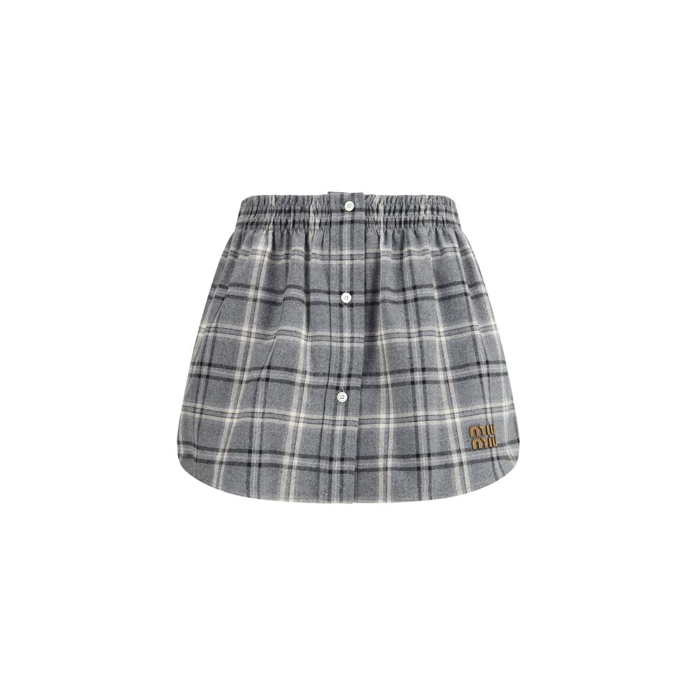 Miu Miu Gray Cotton Mini Skirt Glam Steals
