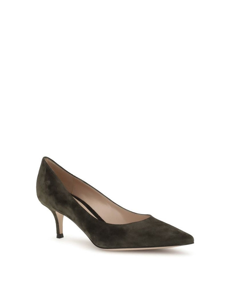 Gianvito Rossi Brown Calf Leather Bos Taurus Mid Heel Pumps Glam Steals