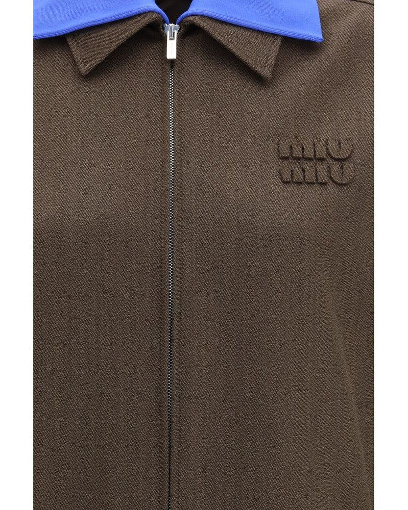 Miu Miu Brown Wool Fleece Bomber Jacket Glam Steals