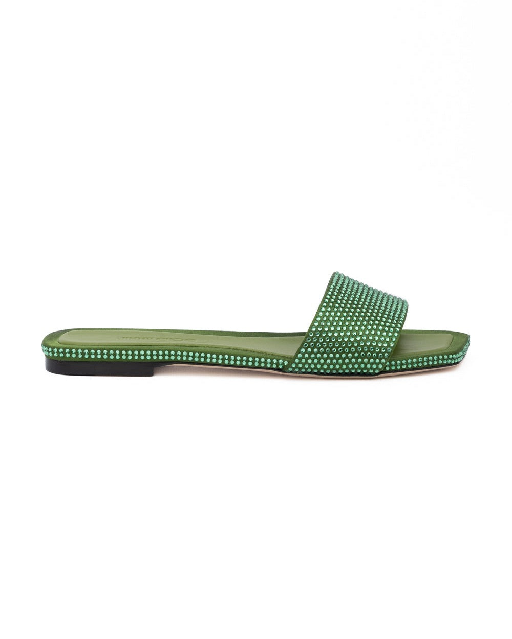 Green Satin Crystal Clovis Flat