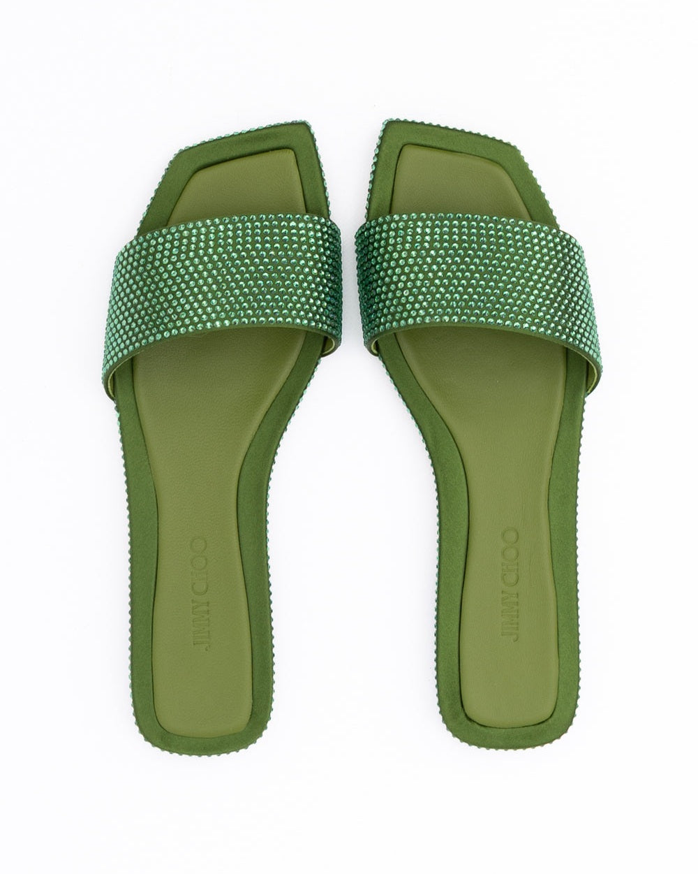 Green Satin Crystal Clovis Flat