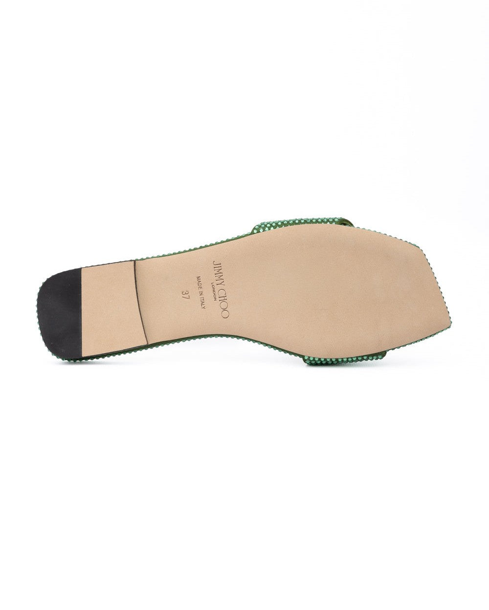 Green Satin Crystal Clovis Flat