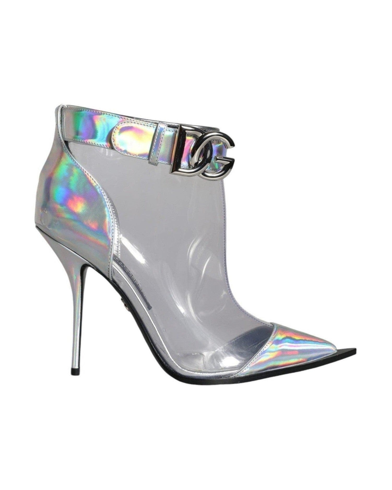 Dolce & Gabbana Silver Iridescent Pvc Pointed Short Boots Shoes Glam Steals