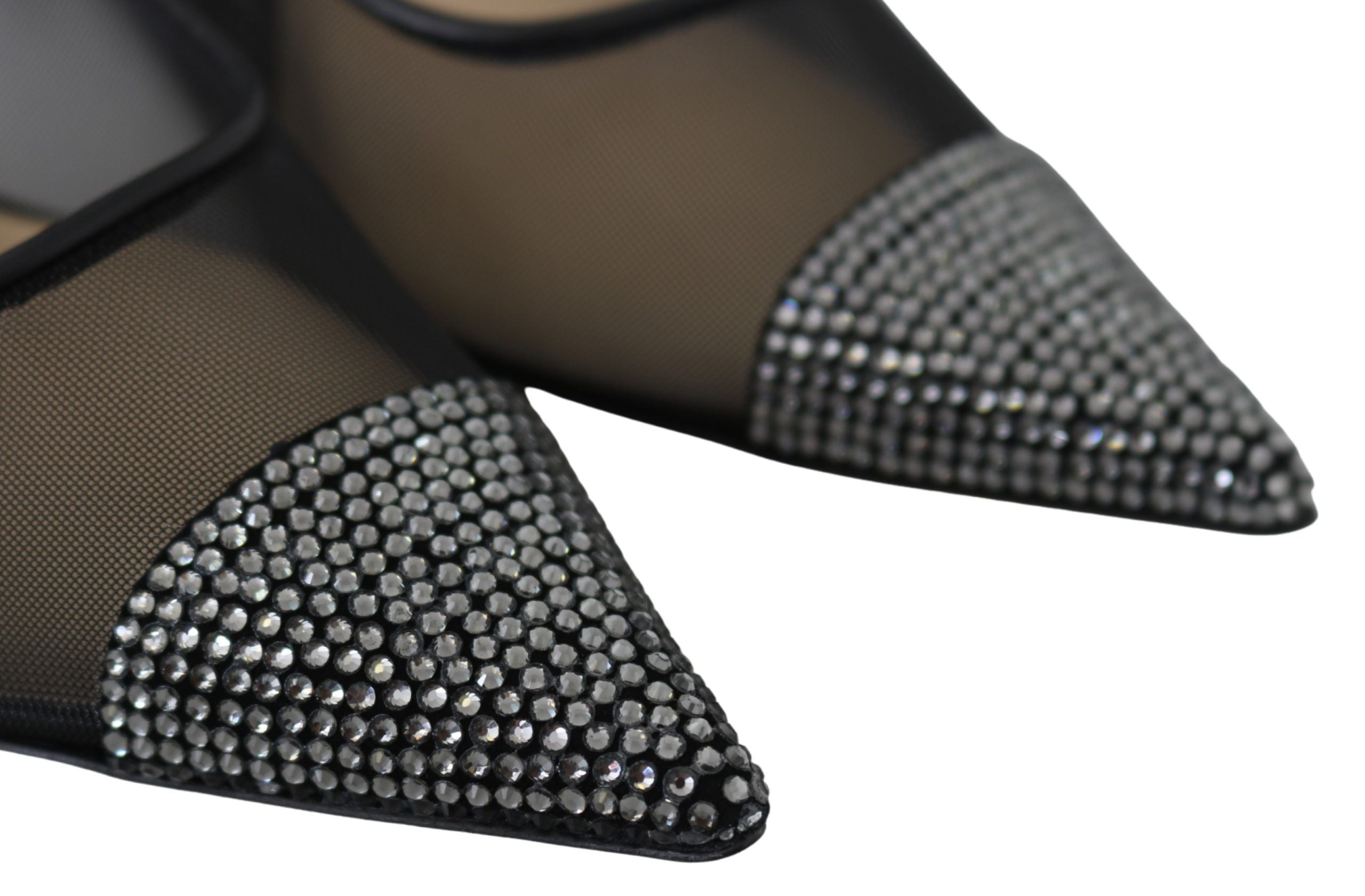 Jimmy Choo Black Mesh Elegant Crystal Pumps