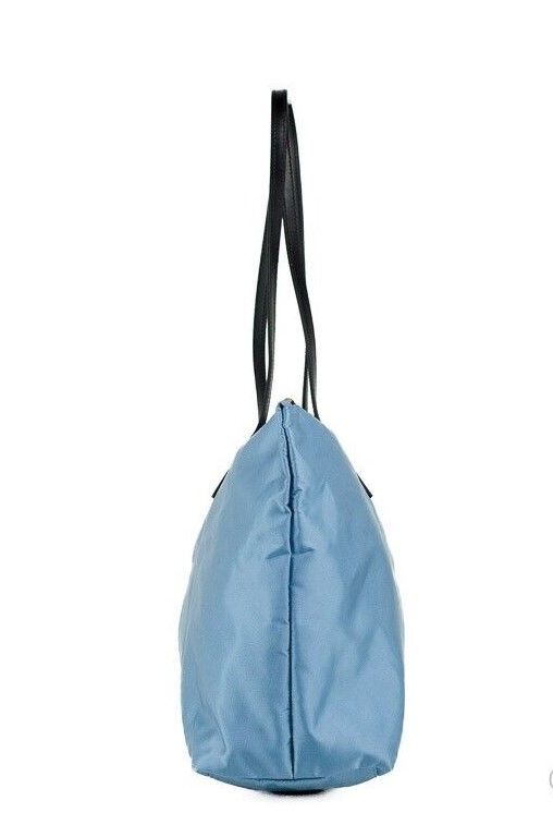 Versace Portuna Medusa Medium Cornflower Nylon Leather Tote Bag Blue Purse