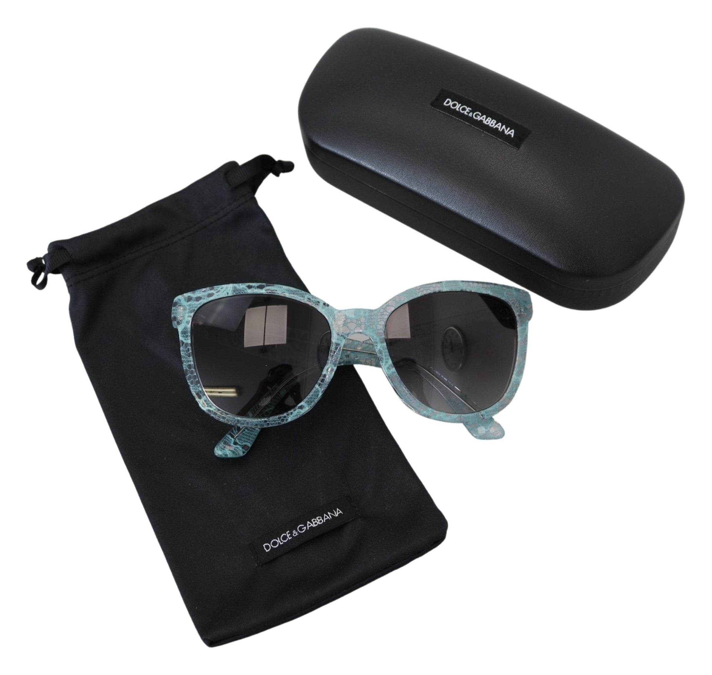 Dolce & Gabbana Blue Crystal Acetate Butterfly Sunglasses