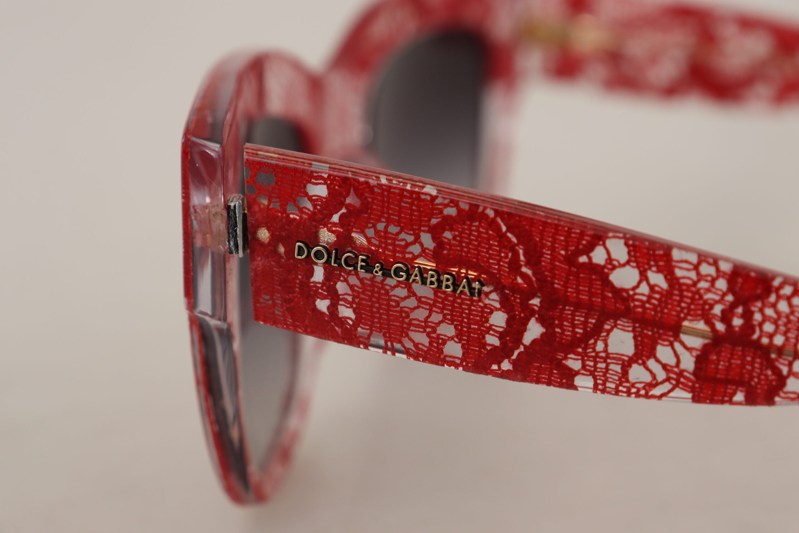 Dolce & Gabbana Red Acetate Rectangle Sunglasses