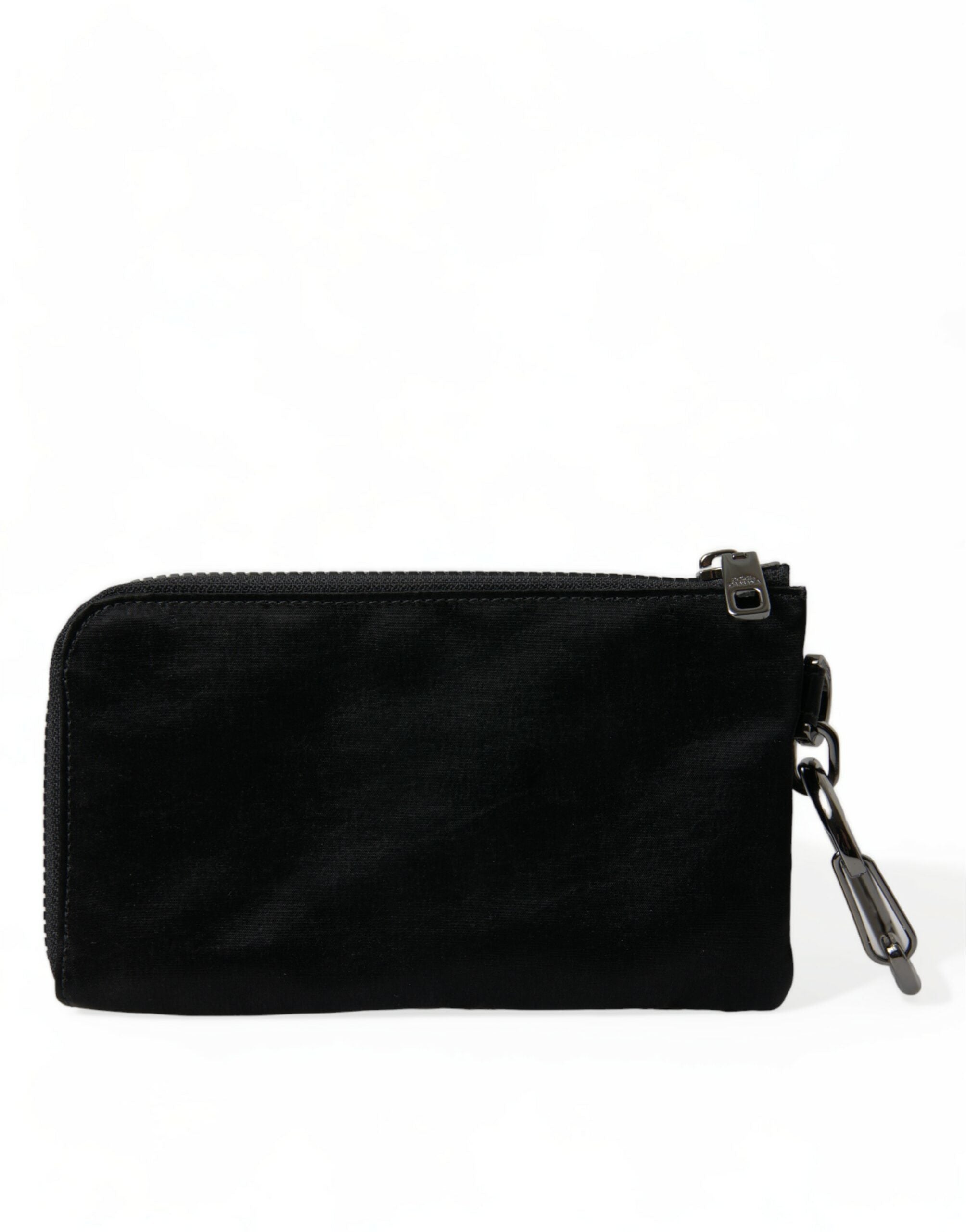 Dolce & Gabbana Elite Nylon & Leather Pouch With Logo Black Detail
