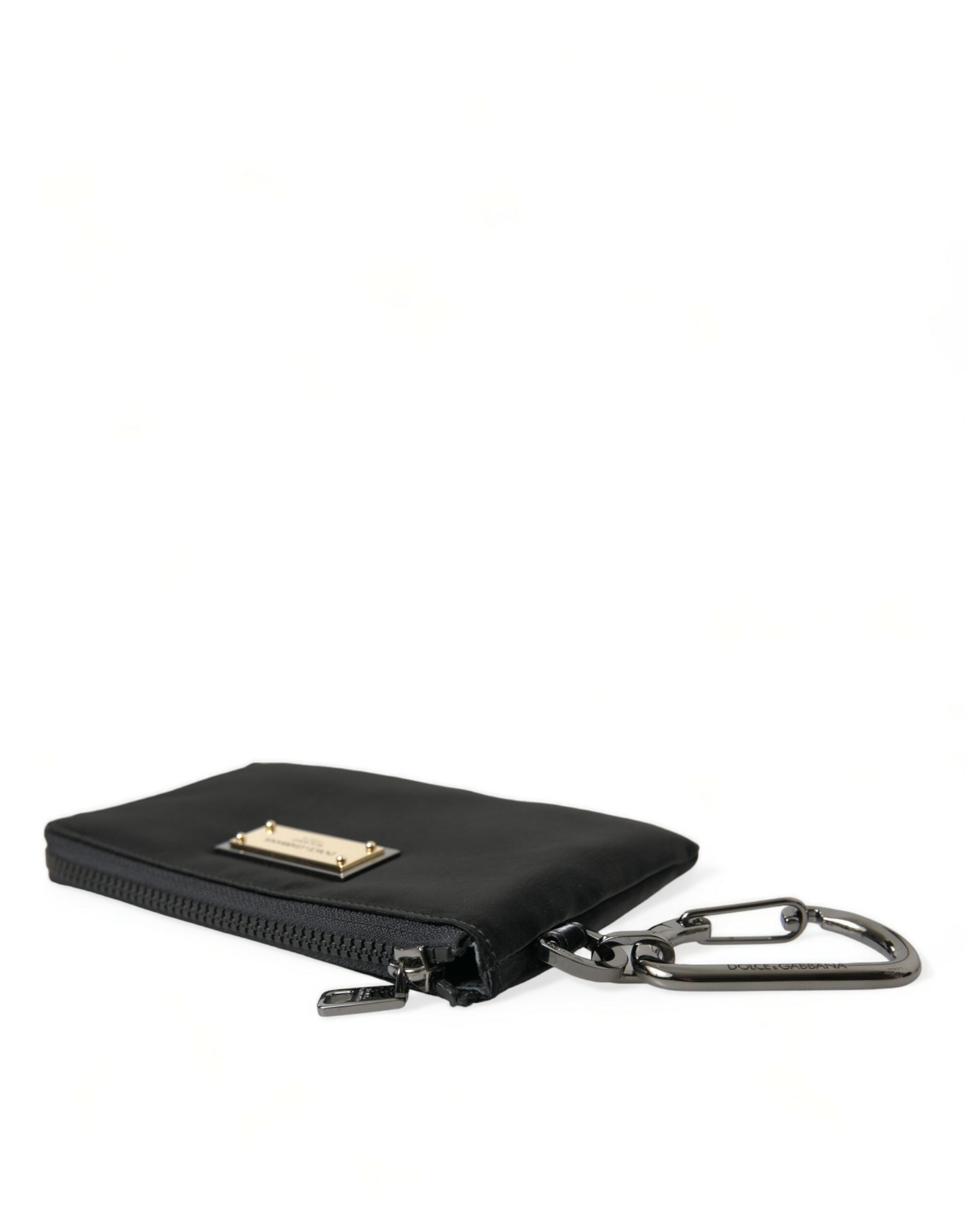 Dolce & Gabbana Elite Nylon & Leather Pouch With Logo Black Detail