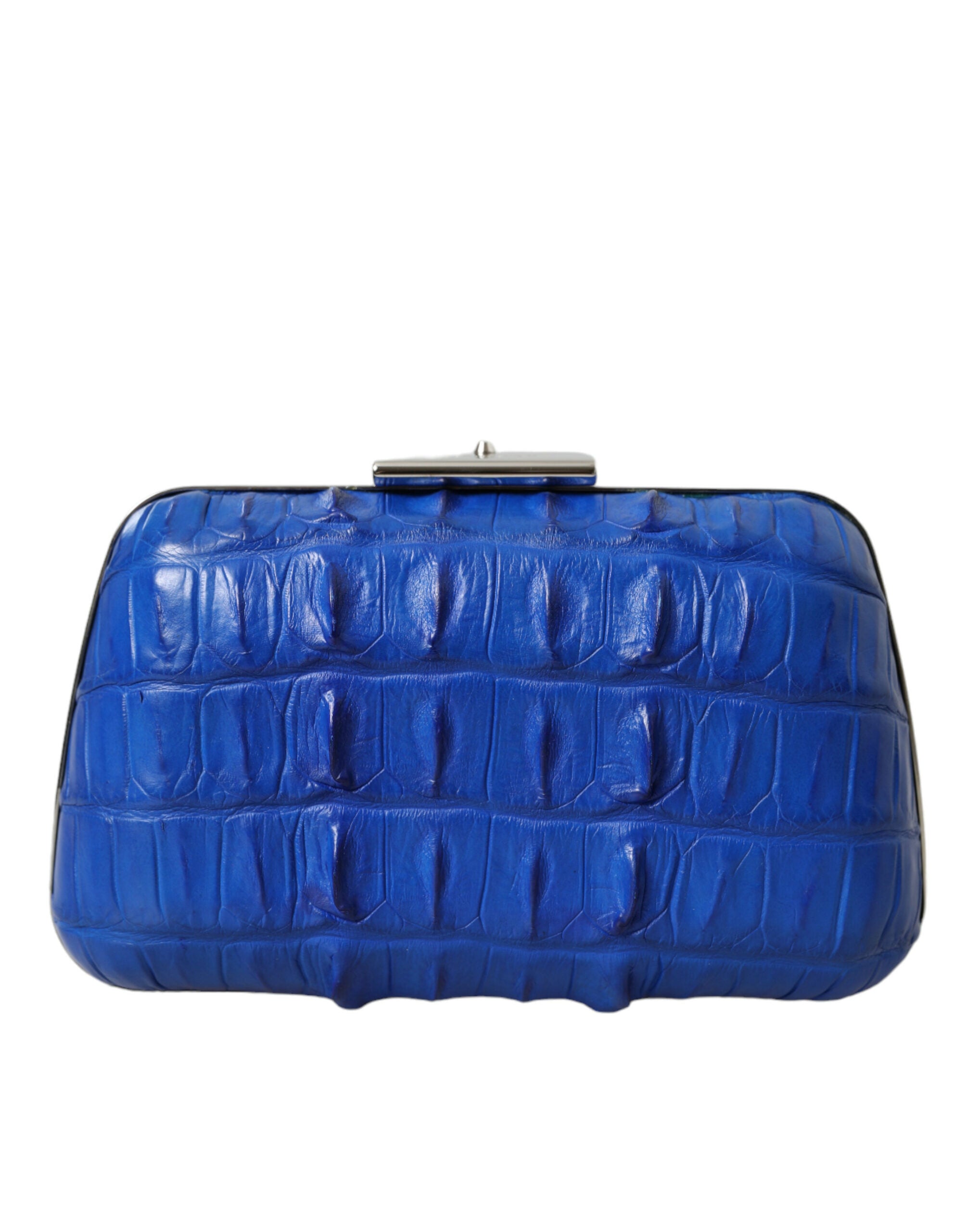 Balenciaga Electric Crocodile Skin Blue Clutch