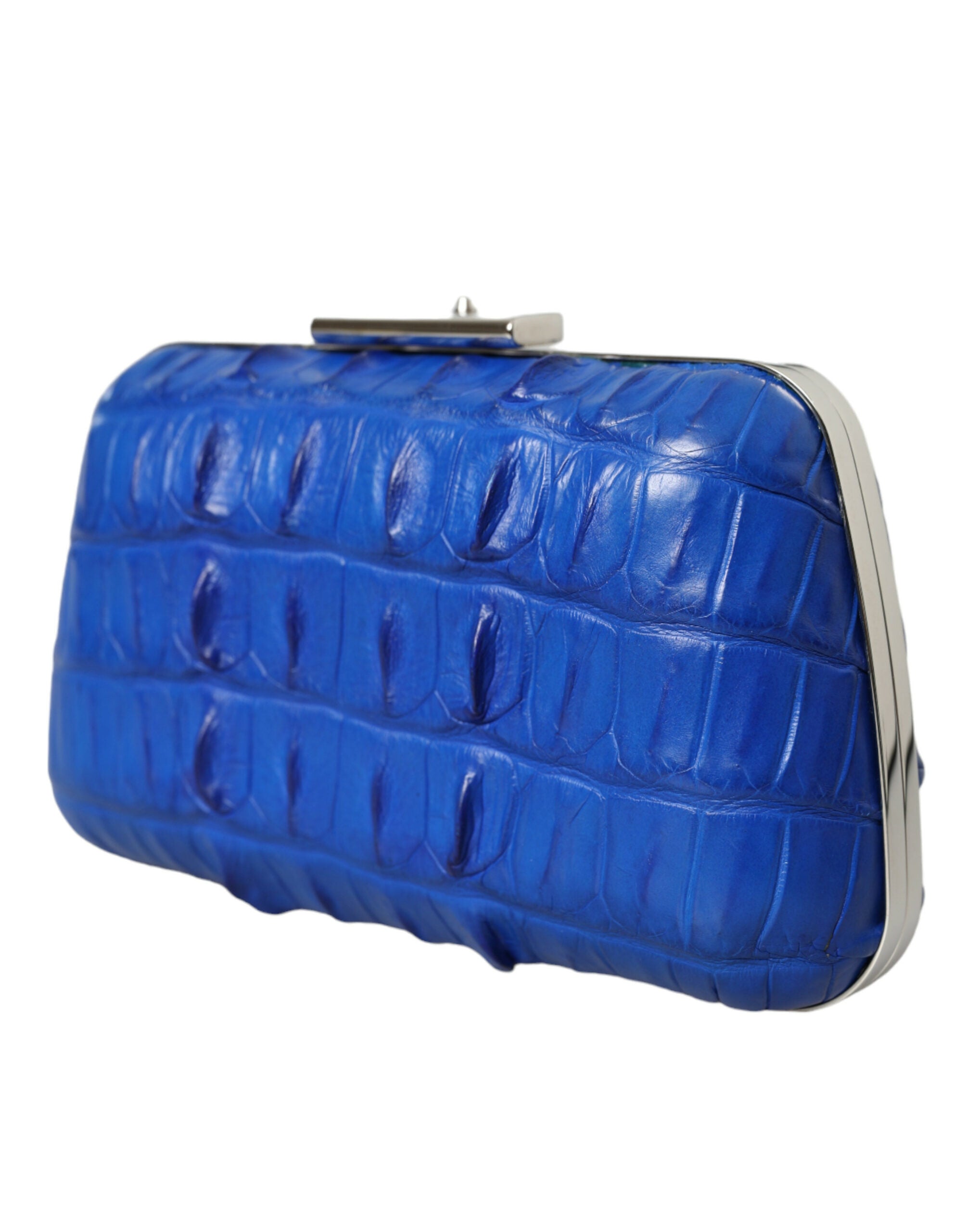 Balenciaga Electric Crocodile Skin Blue Clutch