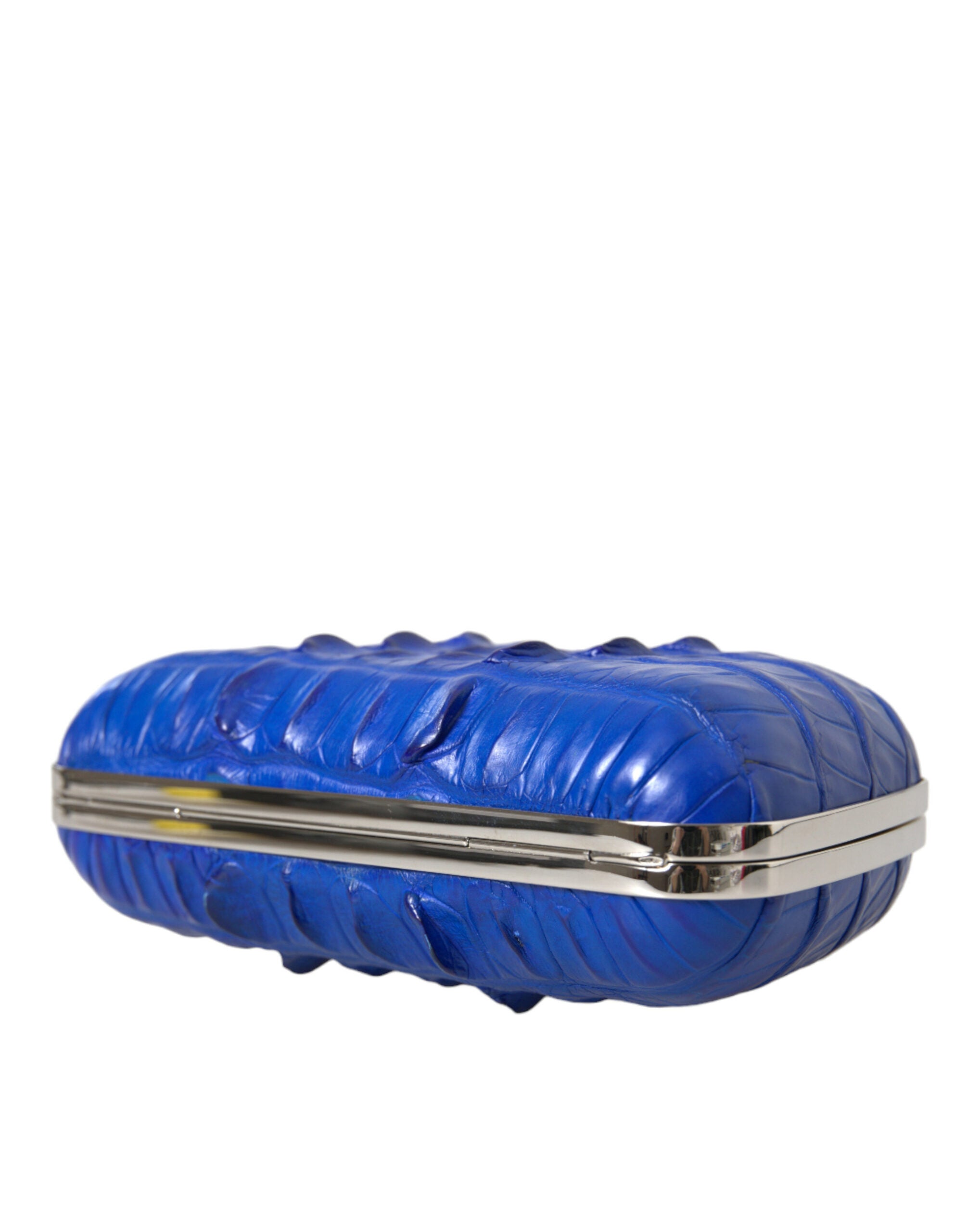 Balenciaga Electric Crocodile Skin Blue Clutch