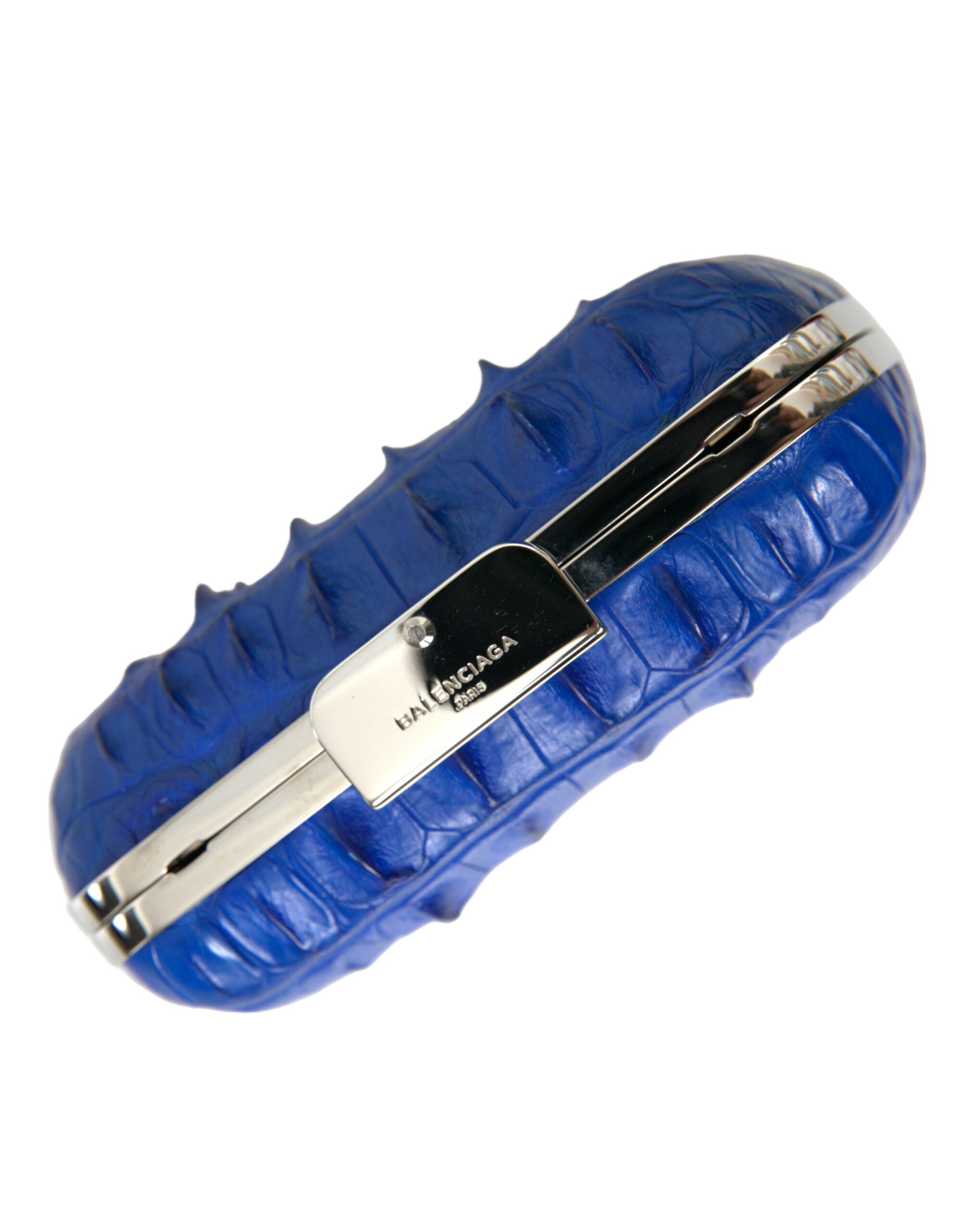 Balenciaga Electric Crocodile Skin Blue Clutch