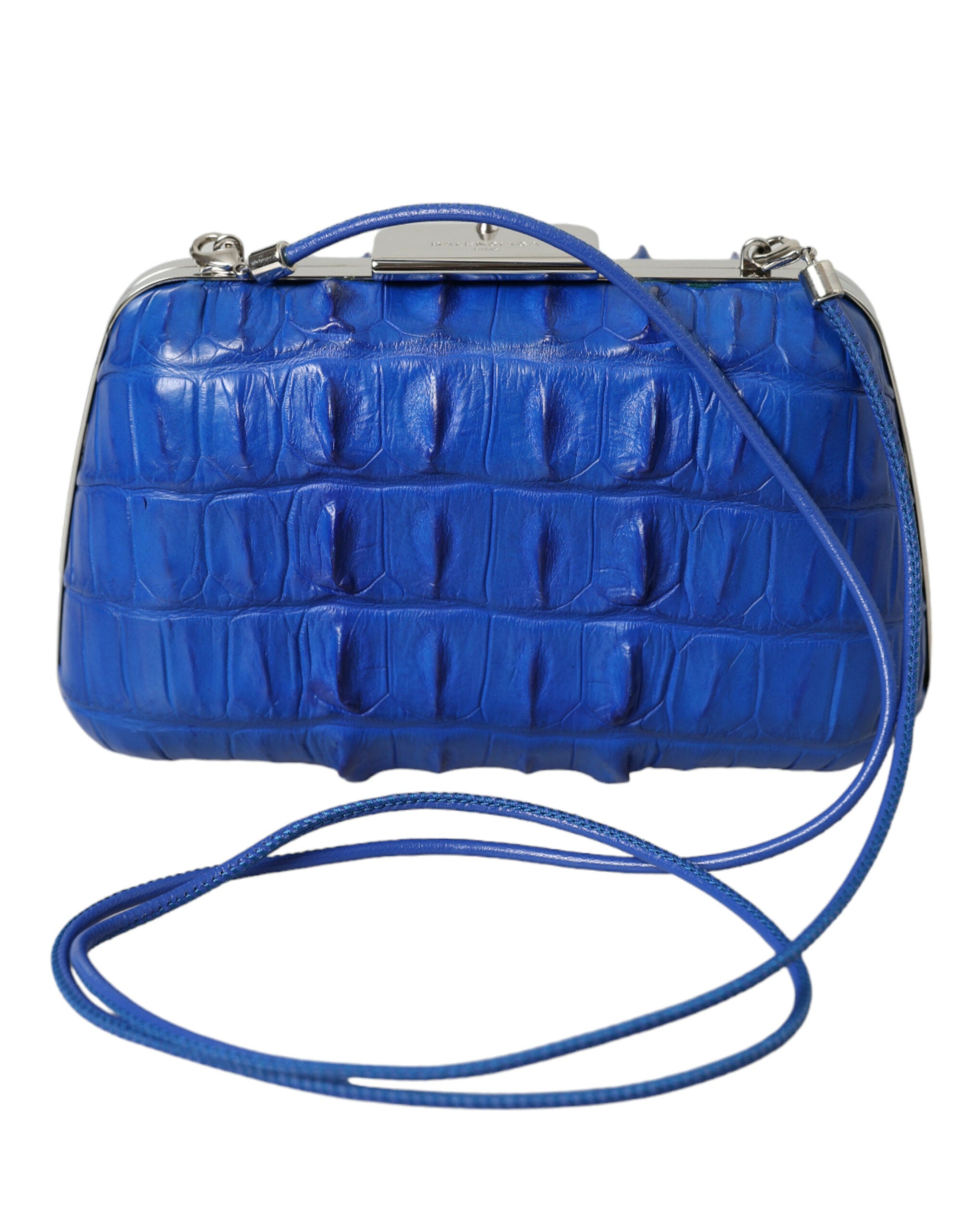 Balenciaga Electric Crocodile Skin Blue Clutch
