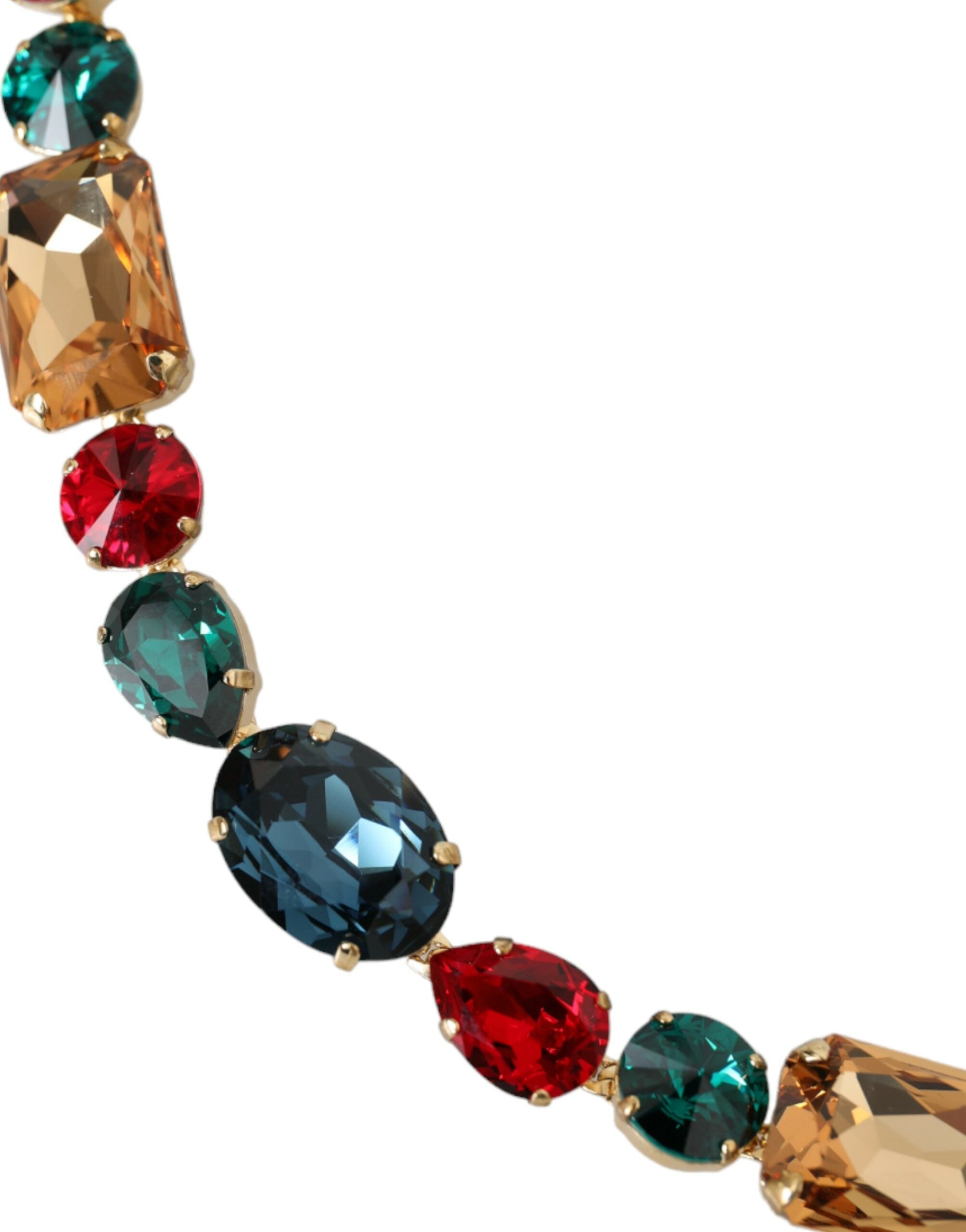 Dolce & Gabbana Light Leather Crystal Chain Waist Blue Belt
