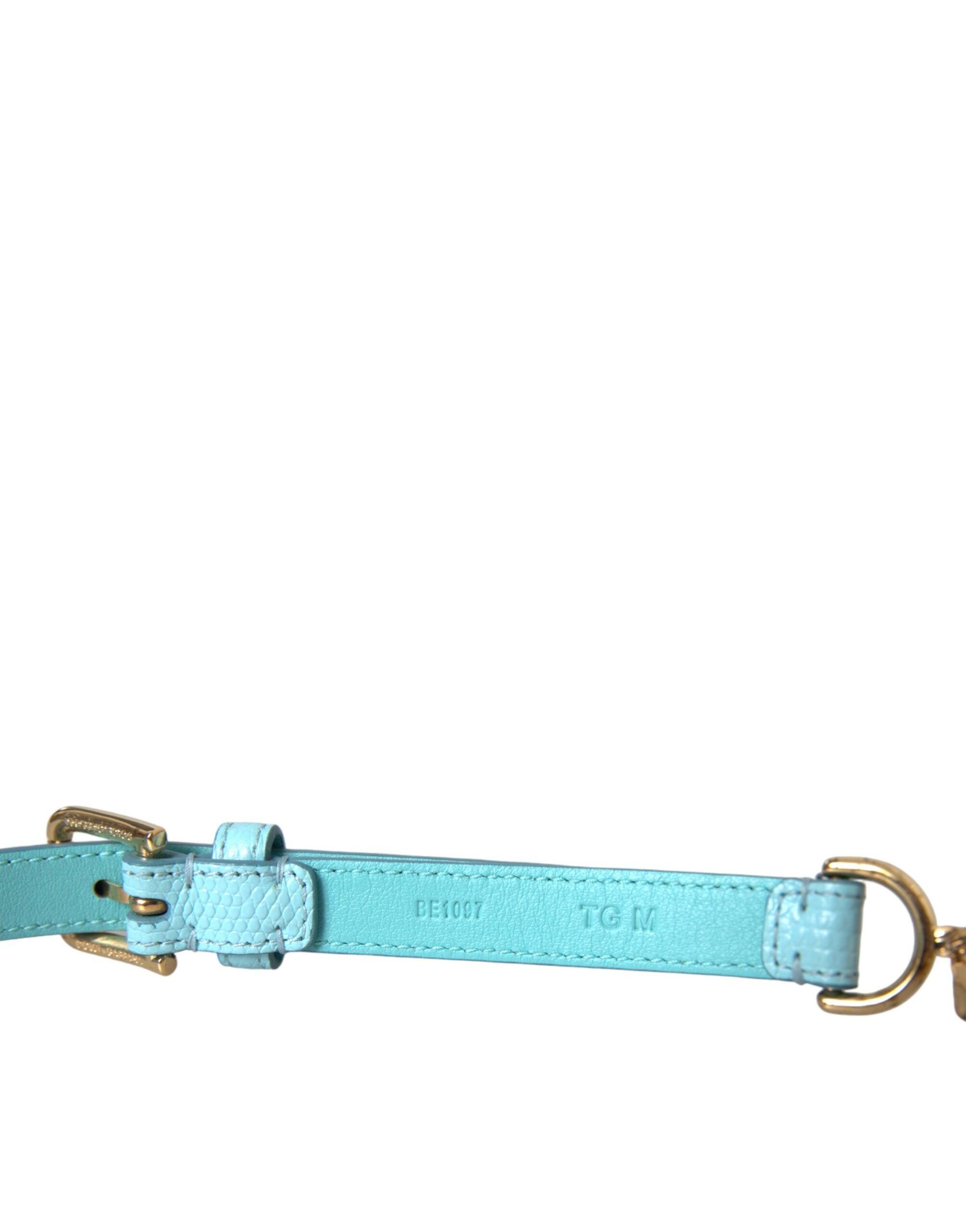 Dolce & Gabbana Light Leather Crystal Chain Waist Blue Belt
