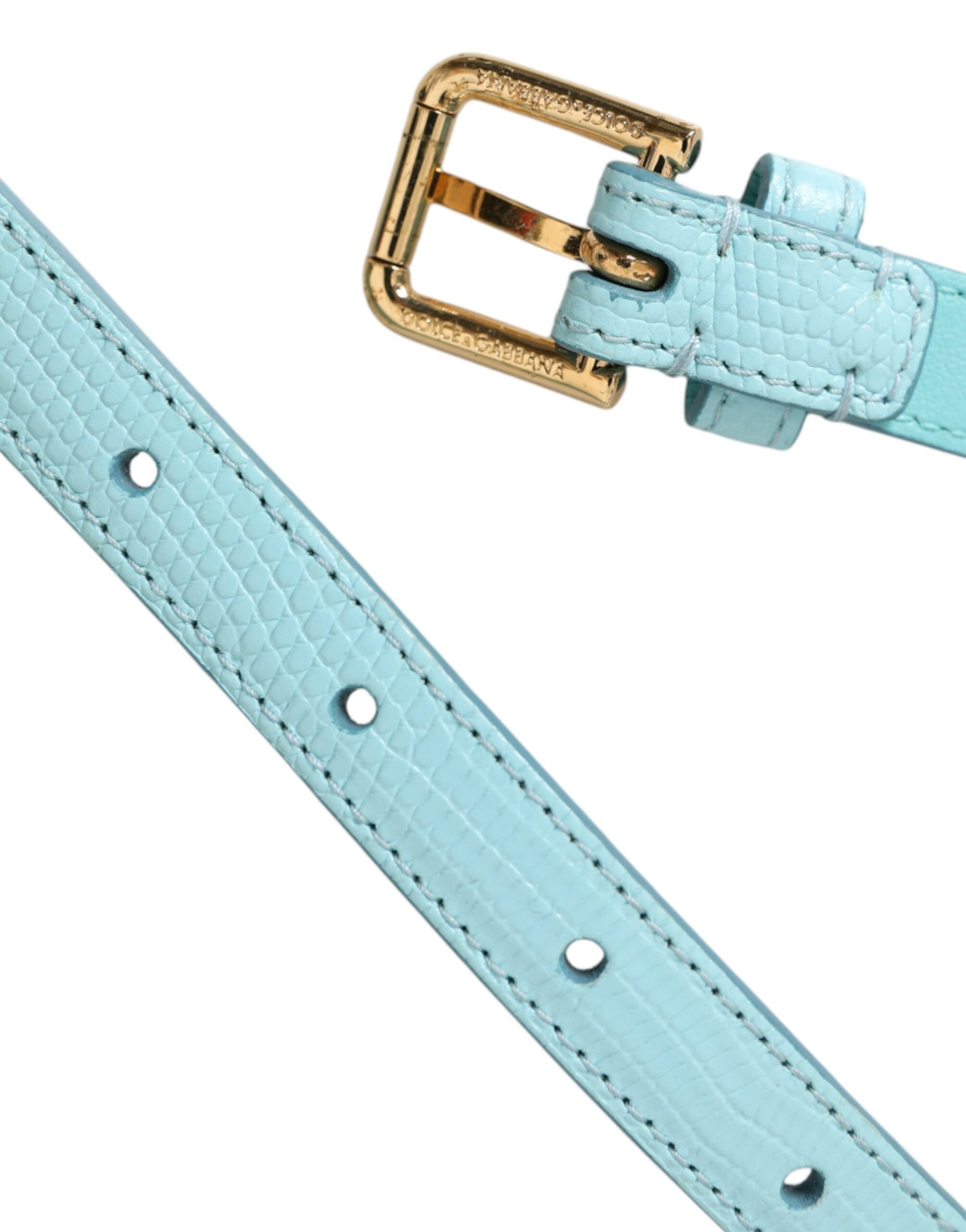 Dolce & Gabbana Light Leather Crystal Chain Waist Blue Belt