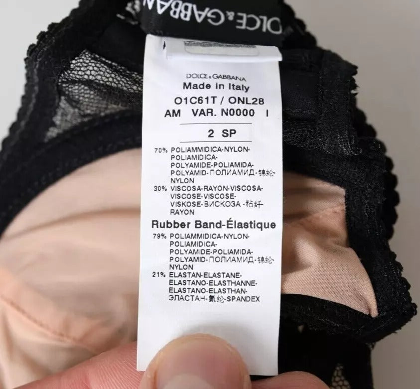 Dolce & Gabbana Floral Lace Nylon Balconcino Bra Black Underwear