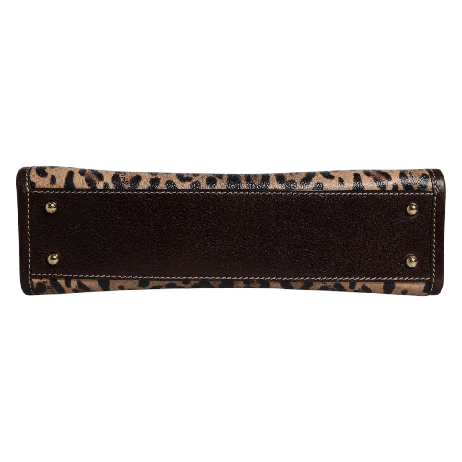 Dolce & Gabbana Brown Leather Leopard Shoulder Strap Tote Bag