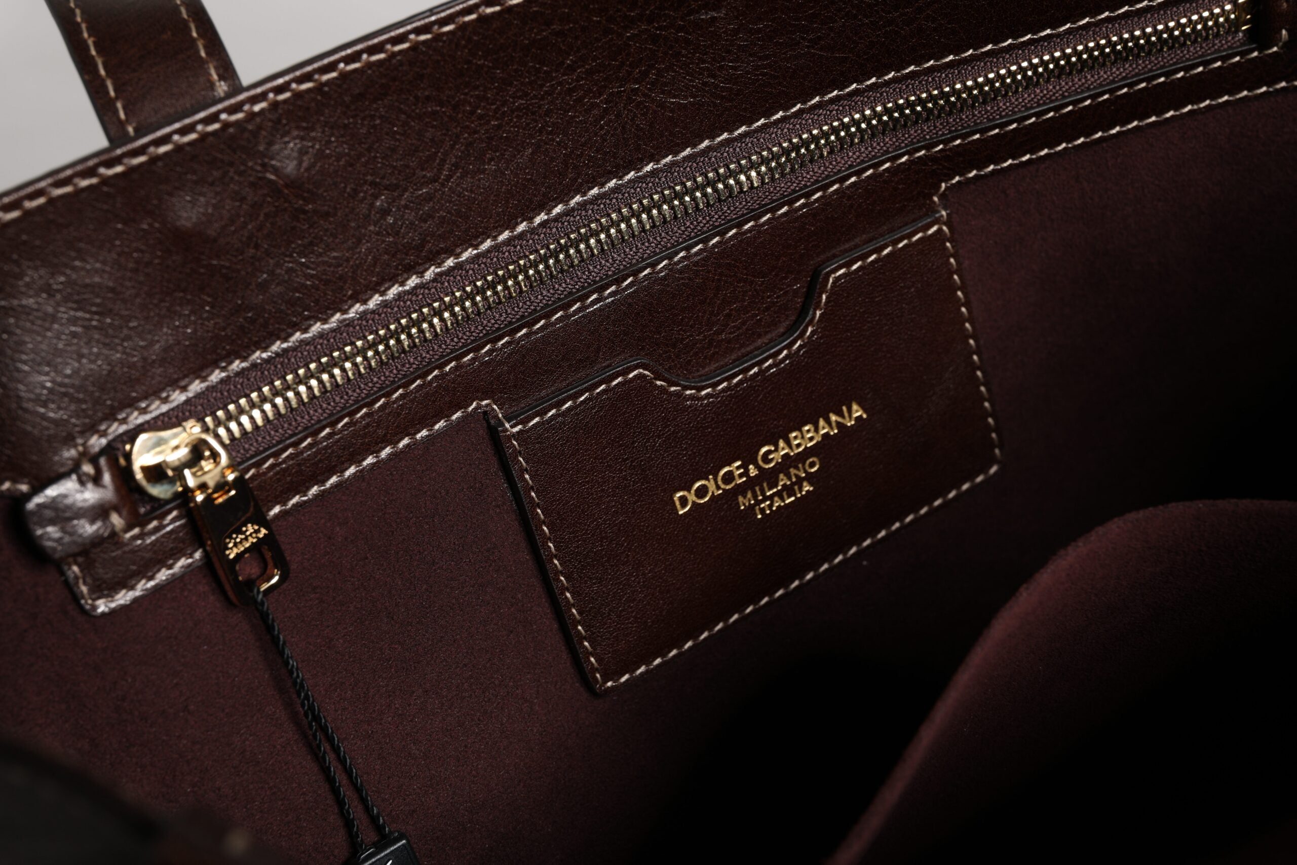 Dolce & Gabbana Brown Leather Leopard Shoulder Strap Tote Bag