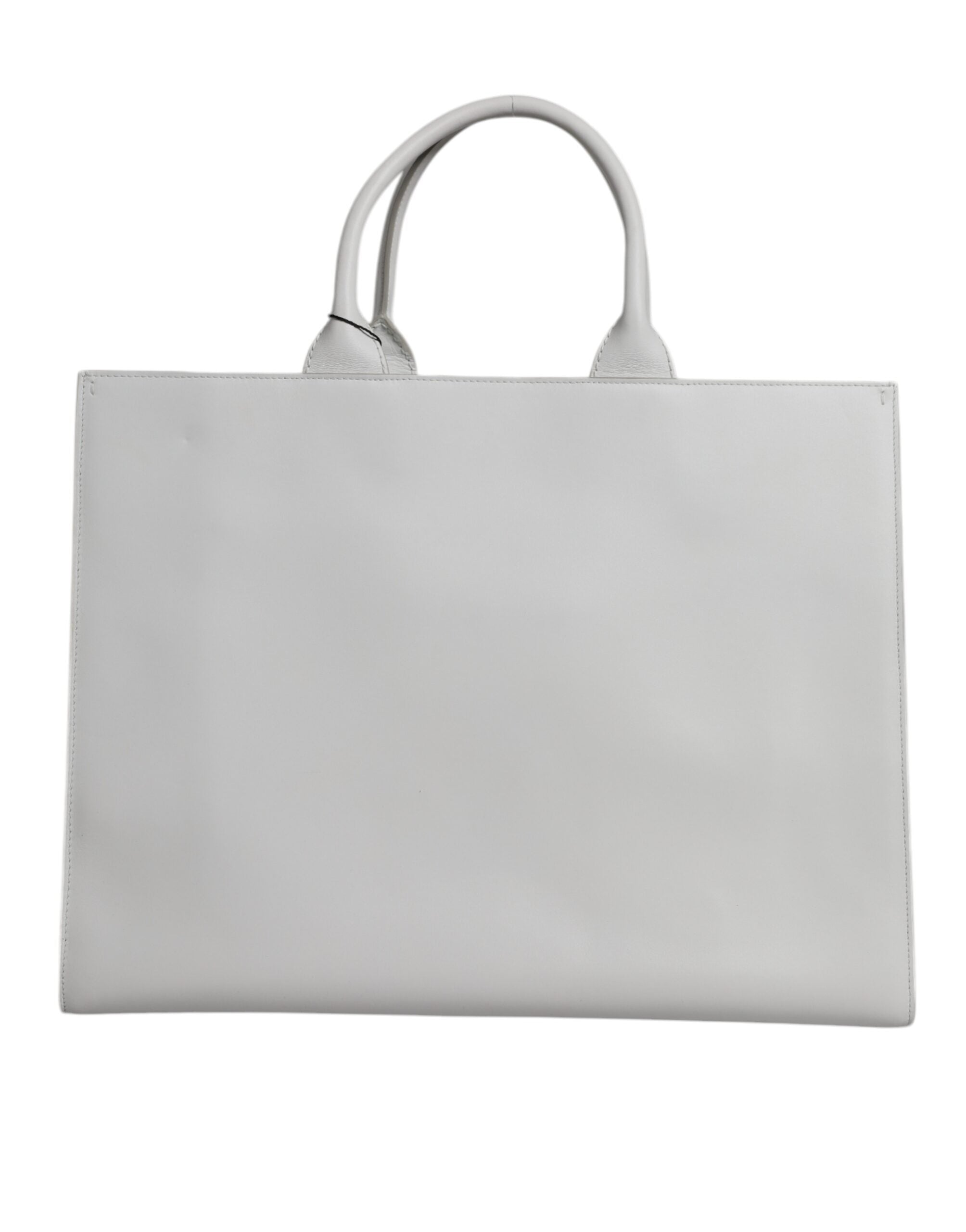 Dolce & Gabbana White Logo Print Dg Daily Calfskin Shopping Tote Bag