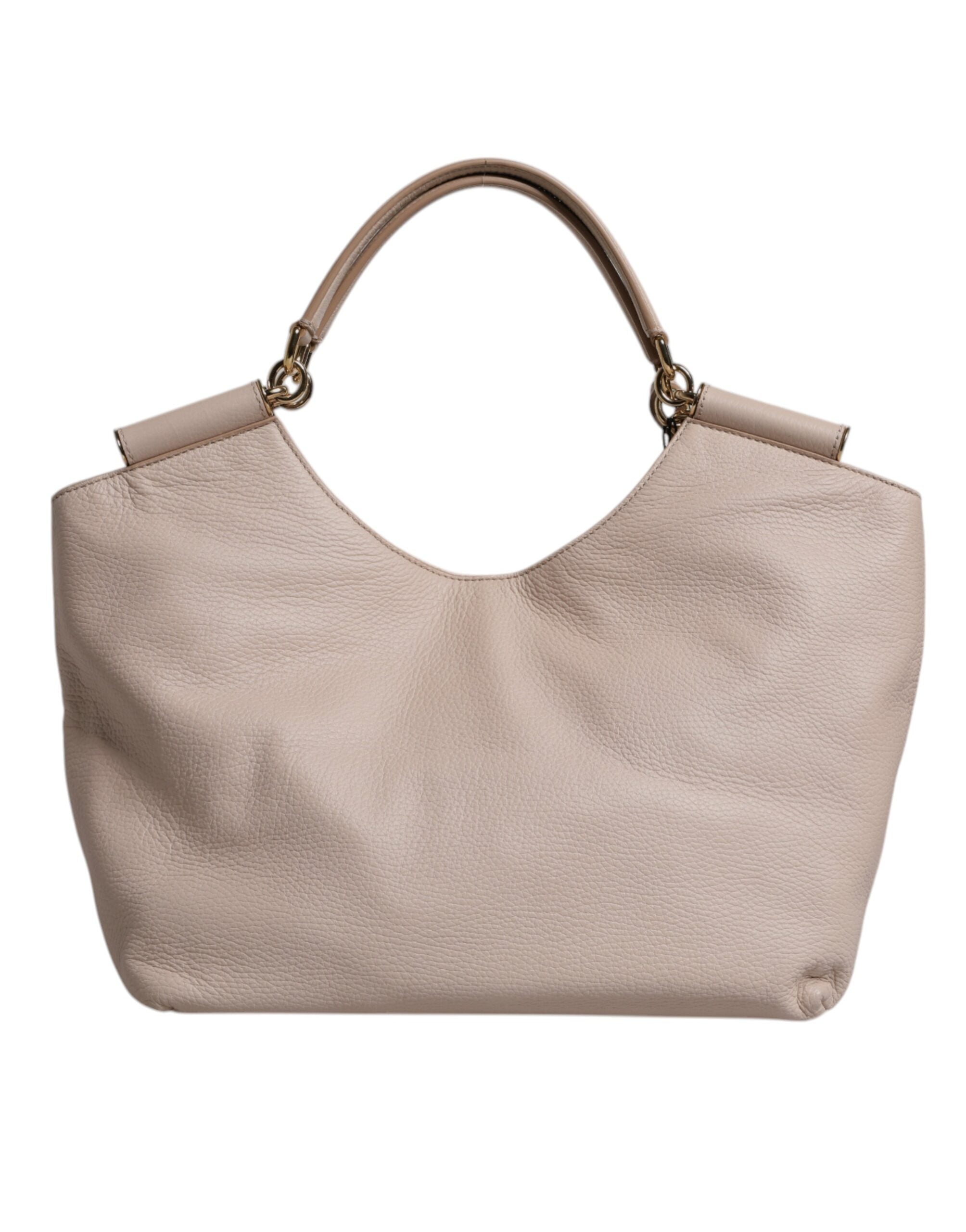 Dolce & Gabbana Light Pink Leather Deer Logo Plaque Tote Top Handle Bag