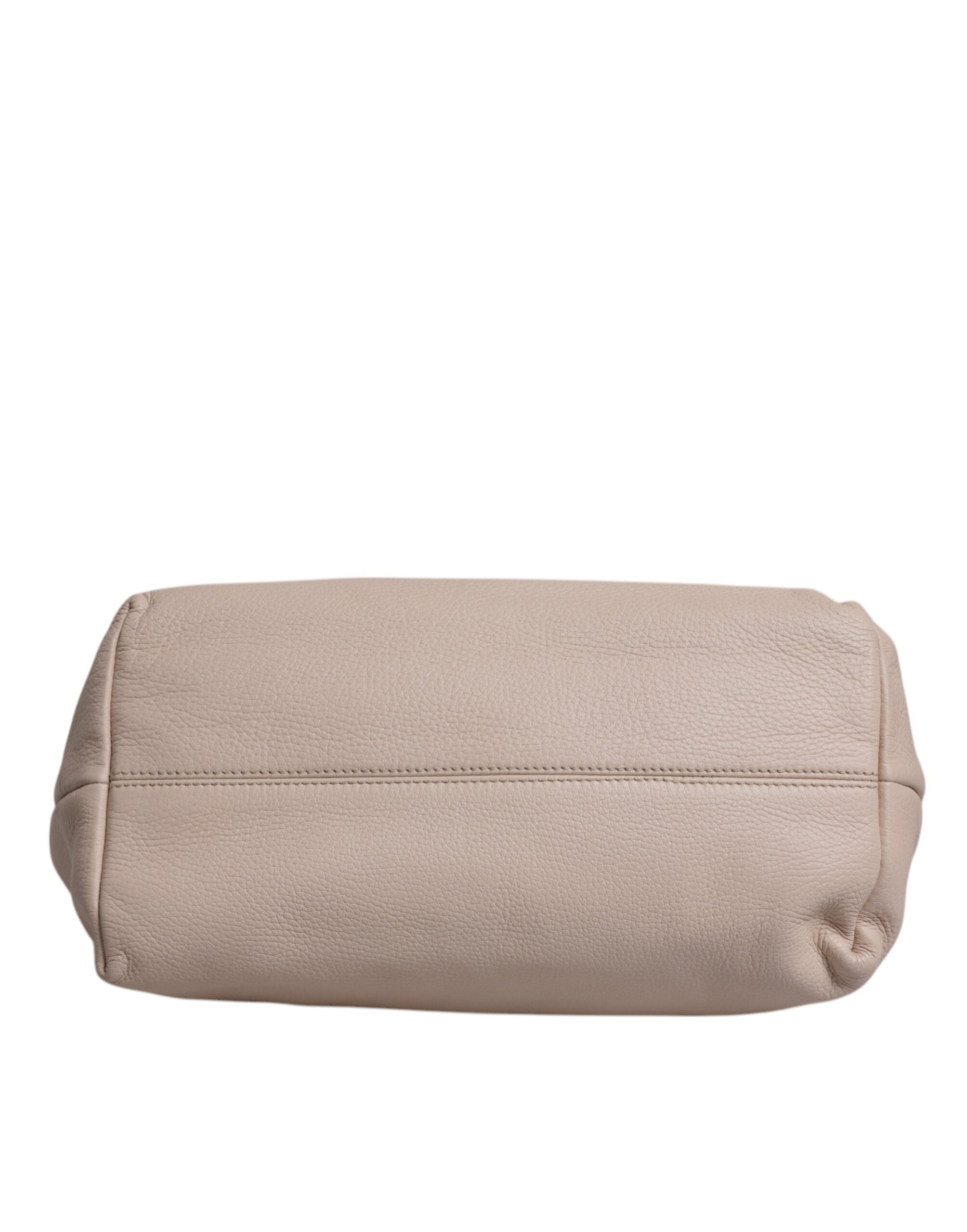 Dolce & Gabbana Light Pink Leather Deer Logo Plaque Tote Top Handle Bag