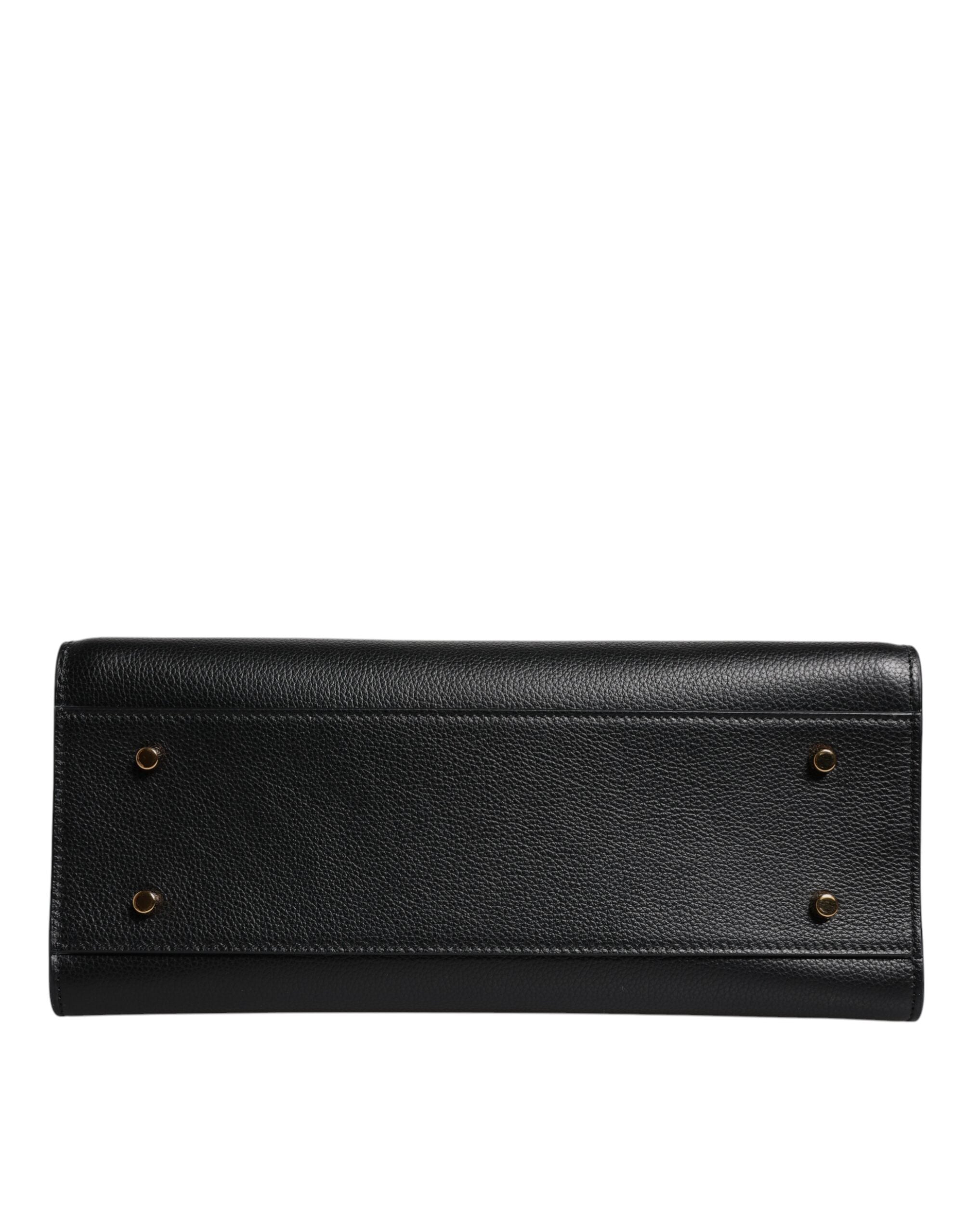 Versace Black Leather Large Top Handle Shoulder Crossbody Bag