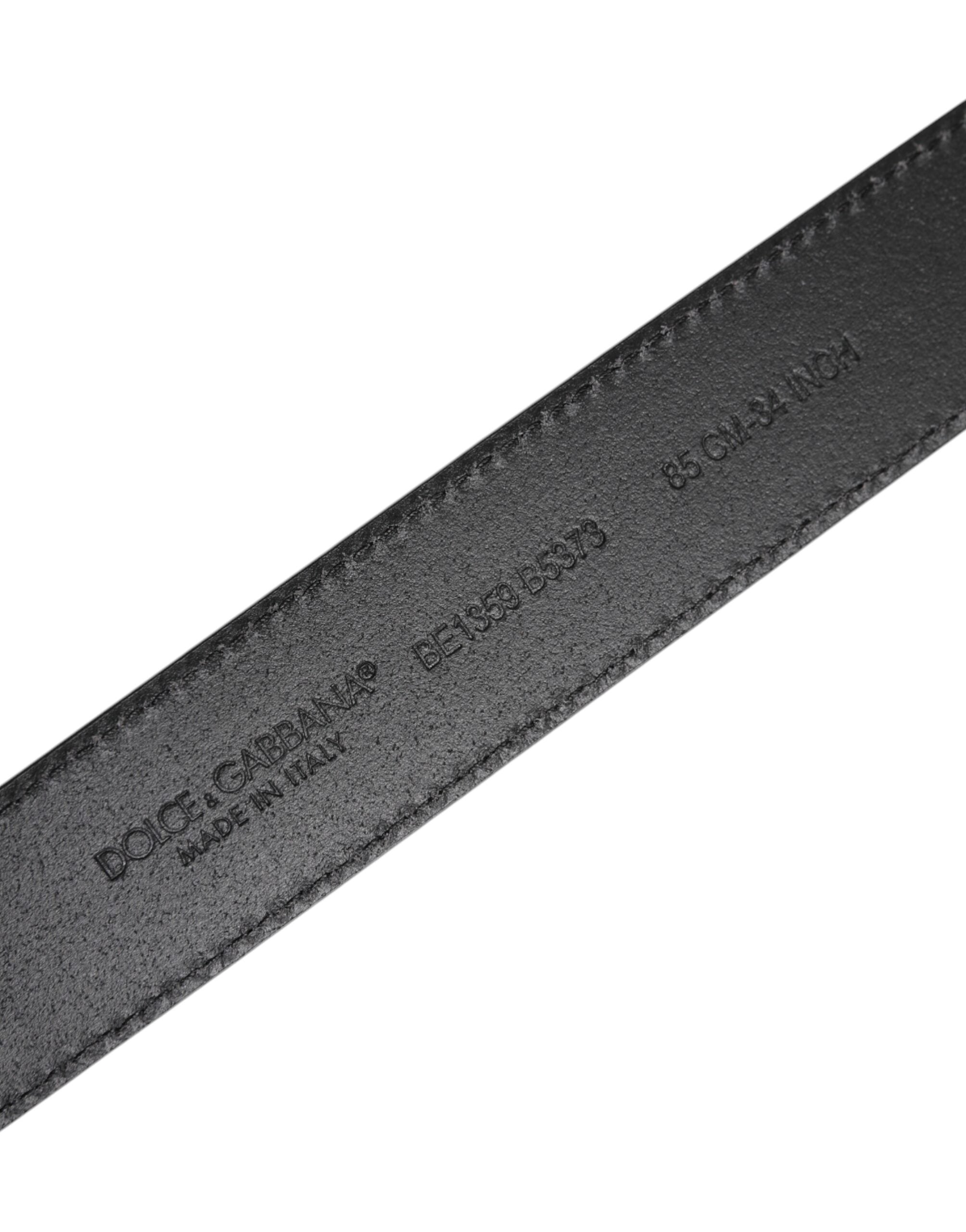 Dolce & Gabbana Black Leather Calfskin Gold Metal Buckle Belt