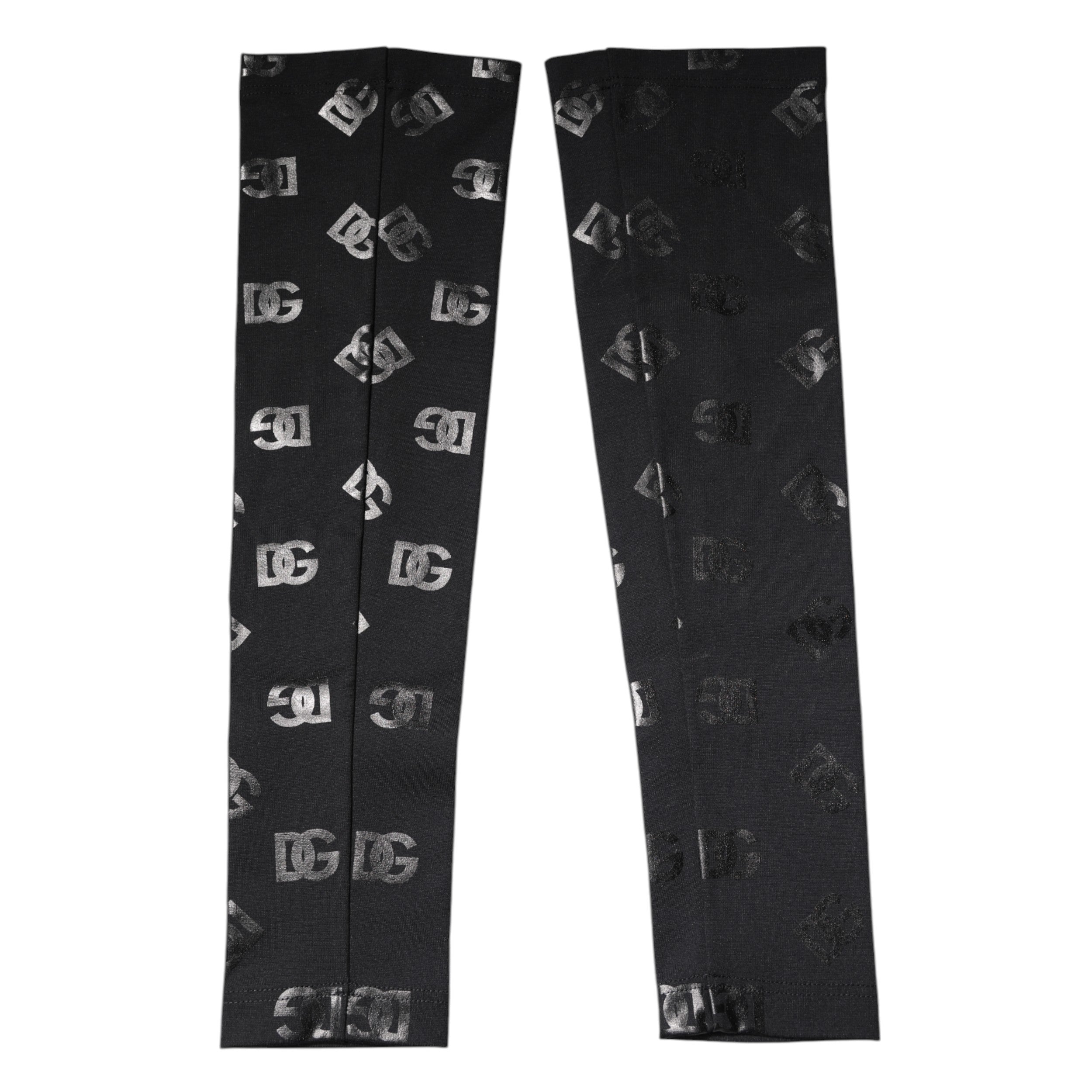 Dolce & Gabbana Black Wool Dg Logo Monogram Stretch Arm Sleeves