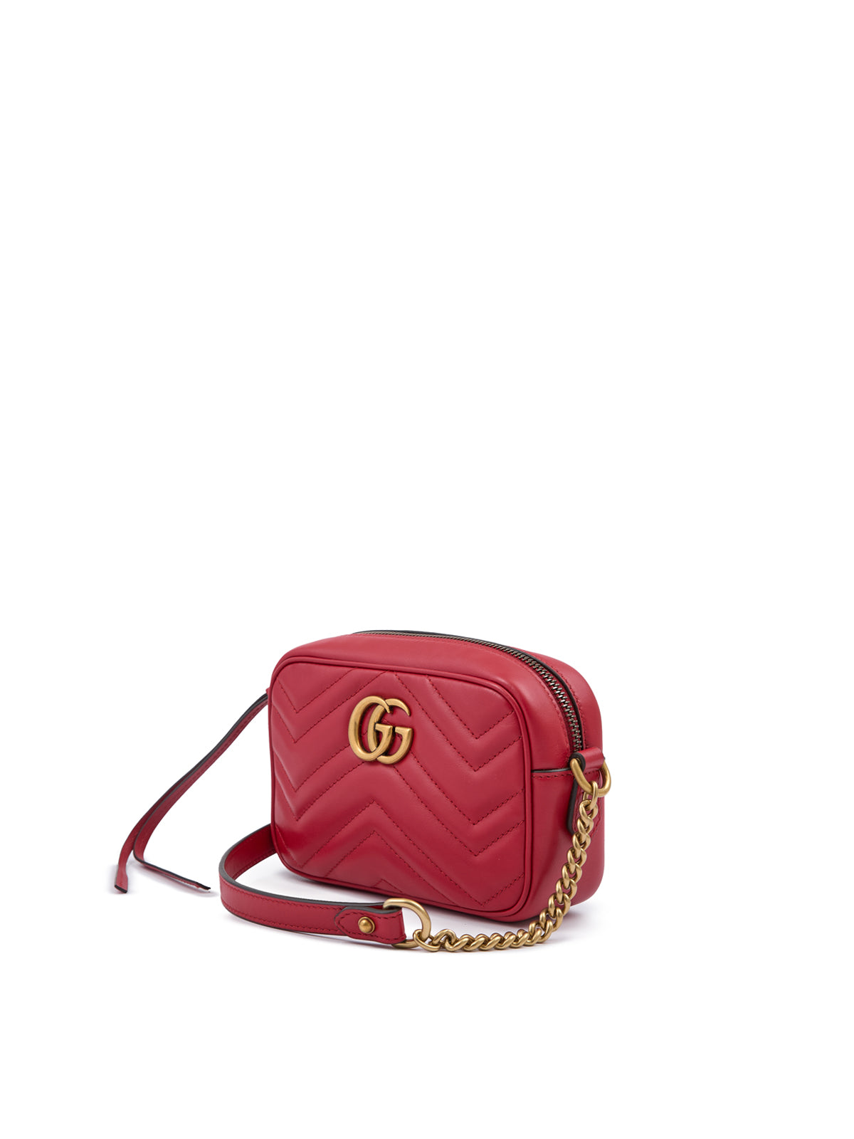 Gucci Red Leather Gg Marmont Camera Bag