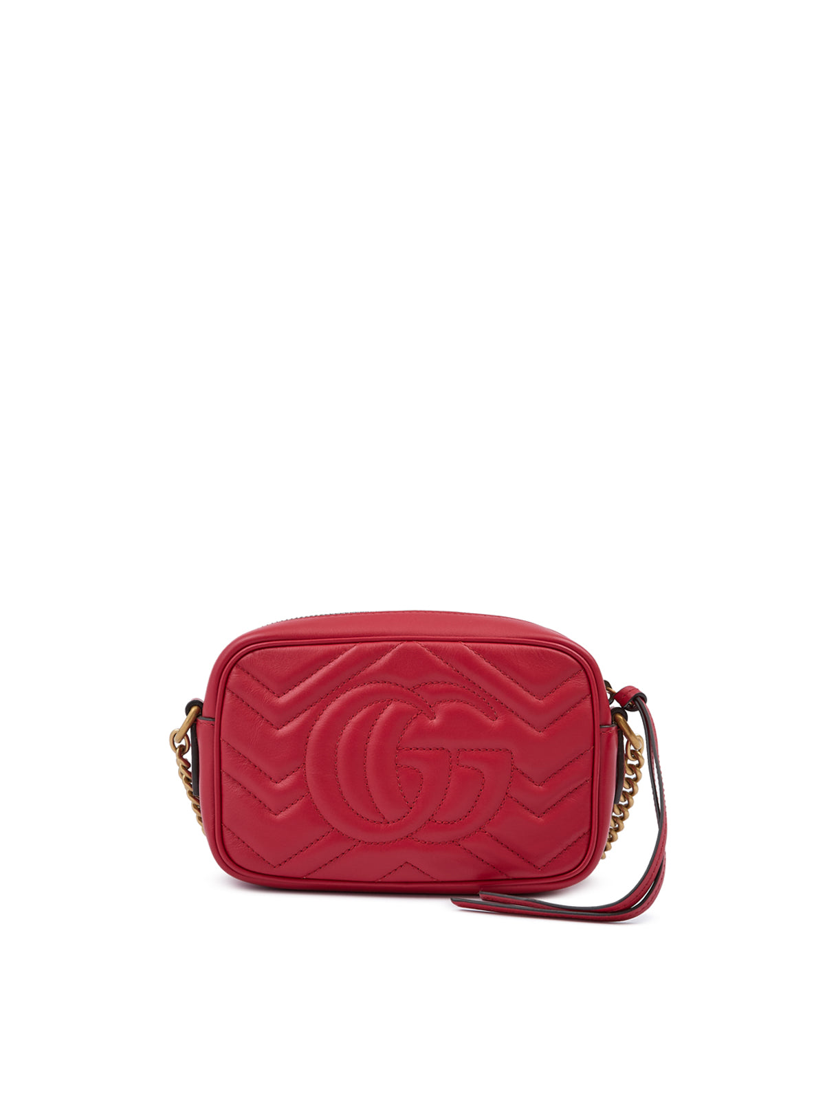 Gucci Red Leather Gg Marmont Camera Bag