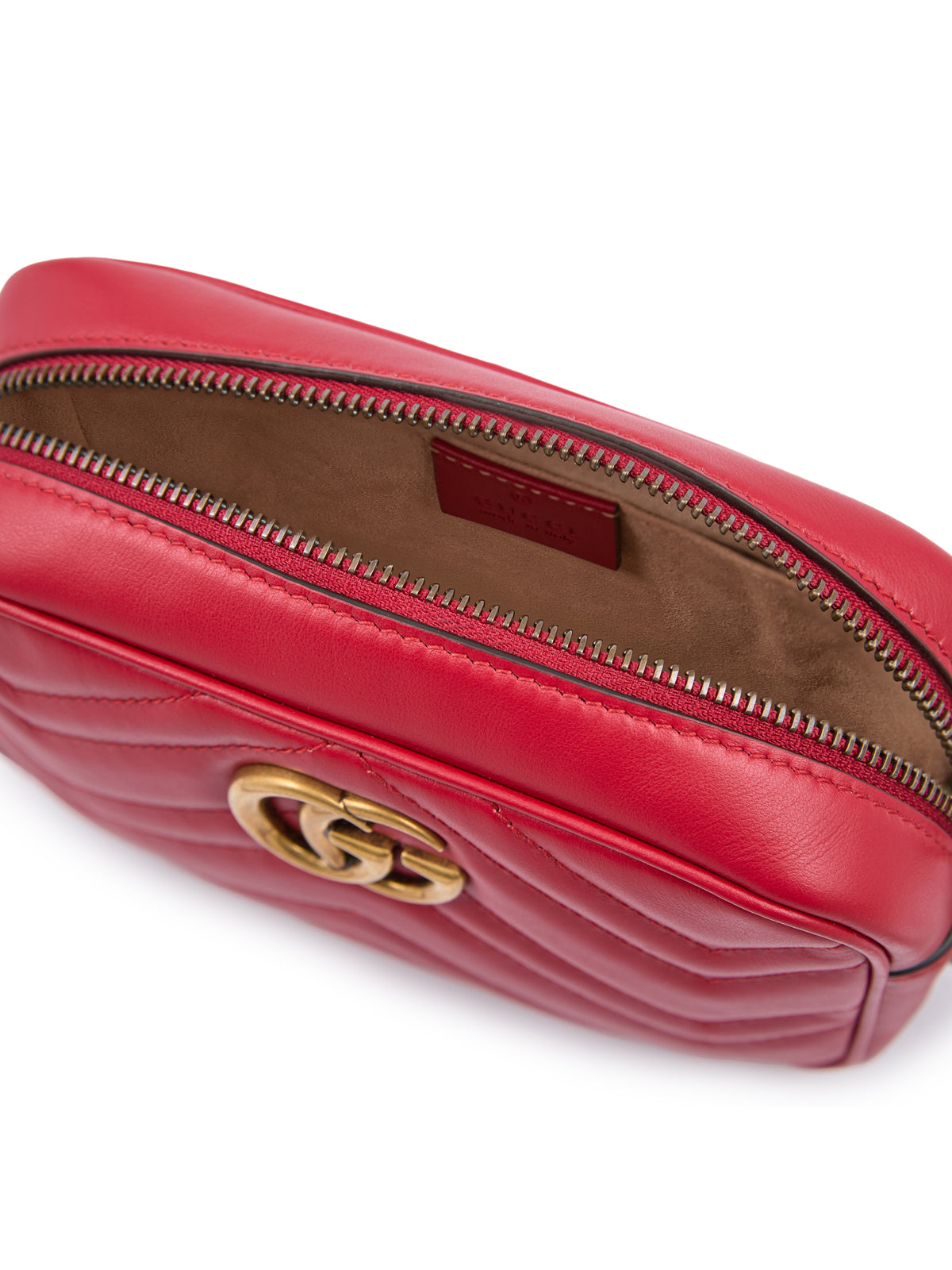 Gucci Red Leather Gg Marmont Camera Bag