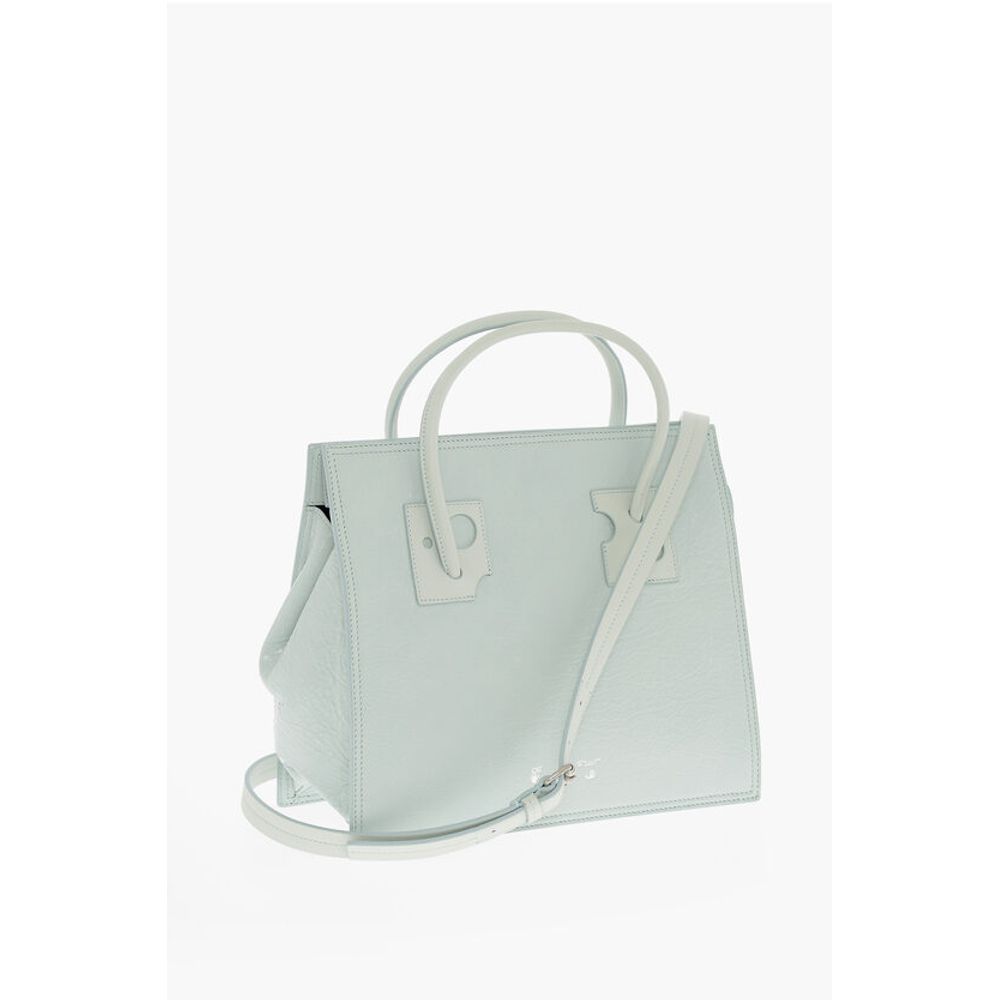 Off-White Leather Light Blue Tote Bag