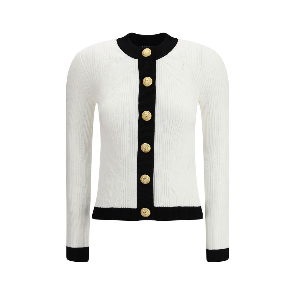 Balmain Ls Buttoned Torsade Knit Cardigan Glam Steals