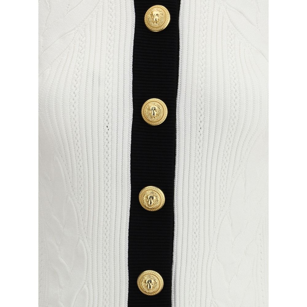 Balmain Ls Buttoned Torsade Knit Cardigan Glam Steals