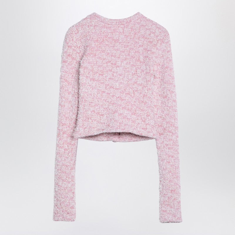 Balenciaga Pink Cotton Blend Tweed Cropped Cardigan Glam Steals