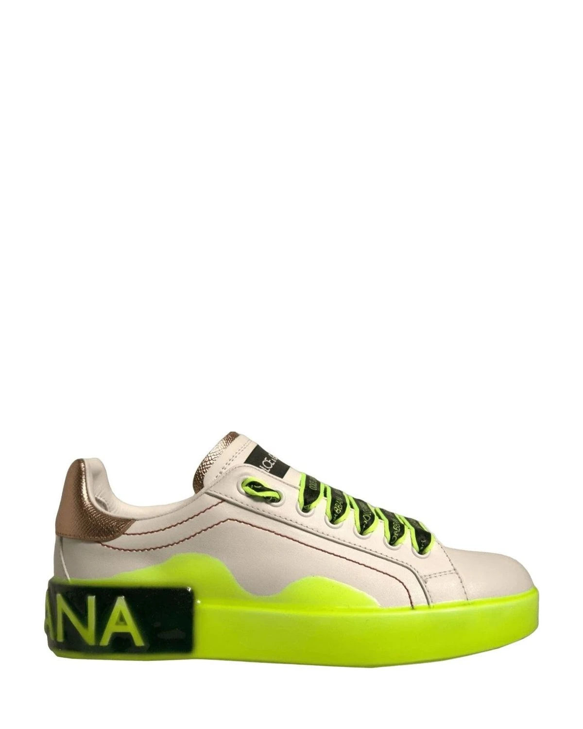 Dolce & Gabbana White Portofino Leather Sneakers Shoes Sneakers