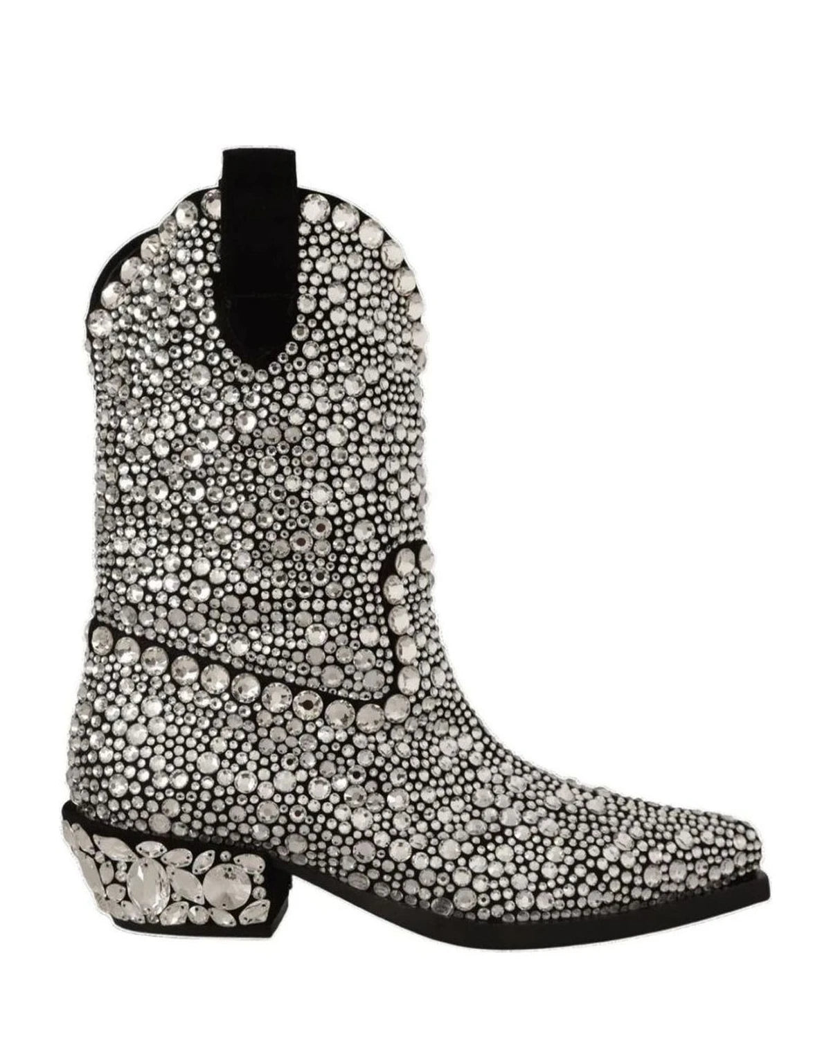 Dolce & Gabbana Black Crystal-Embellished Suede Boots Boots