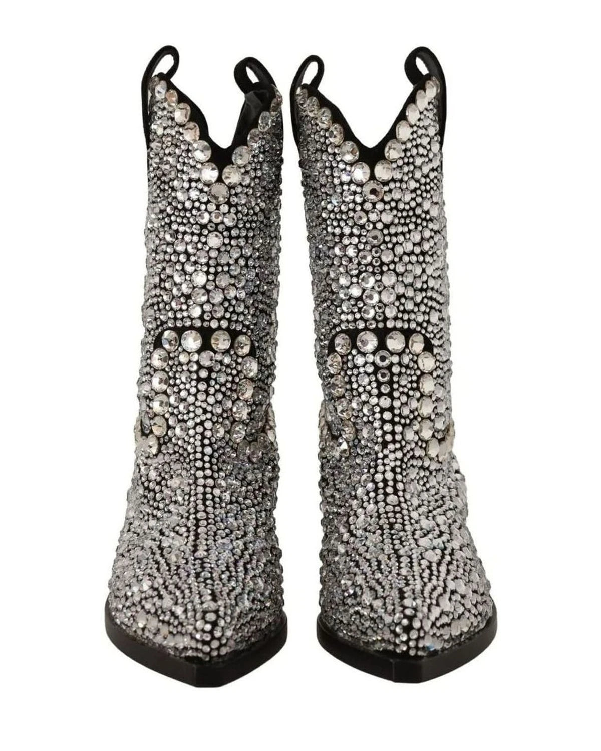 Dolce & Gabbana Black Crystal-Embellished Suede Boots Boots