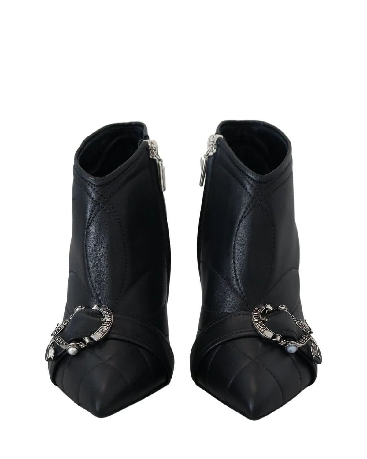 Dolce & Gabbana Black Elegant Quilted Leather Booties Boots
