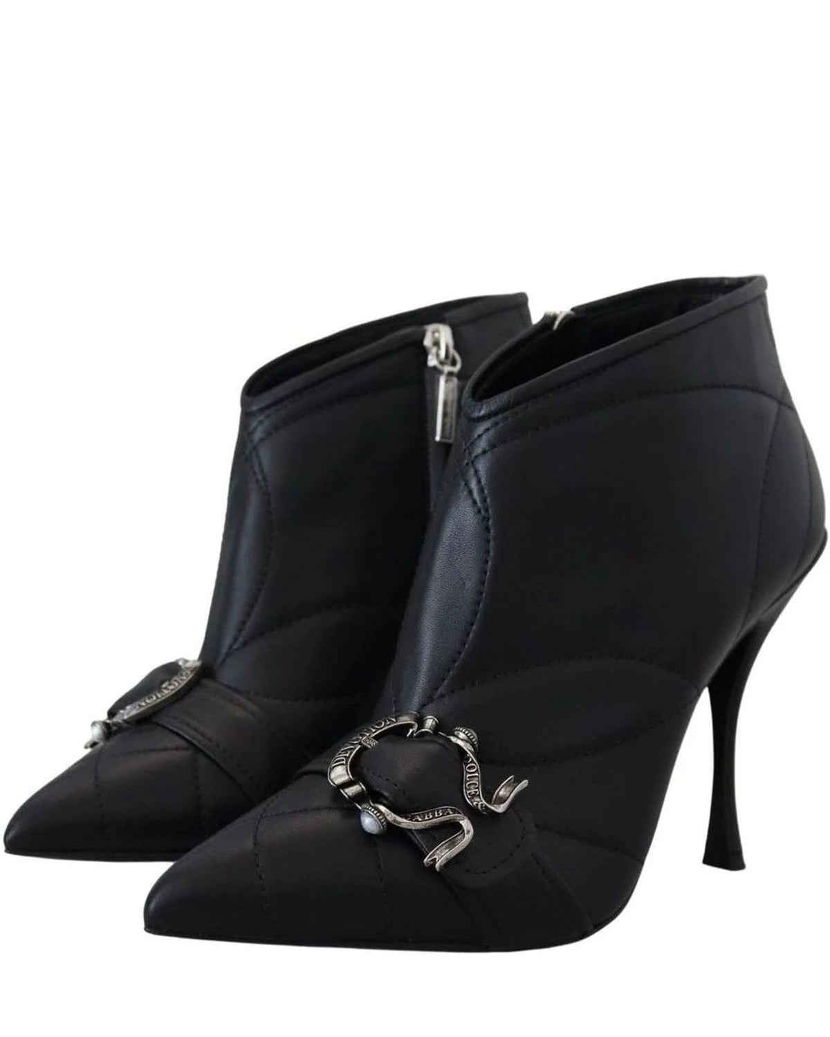 Dolce & Gabbana Black Elegant Quilted Leather Booties Boots
