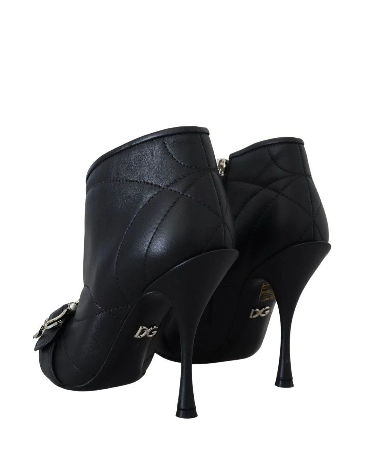Dolce & Gabbana Black Elegant Quilted Leather Booties Boots