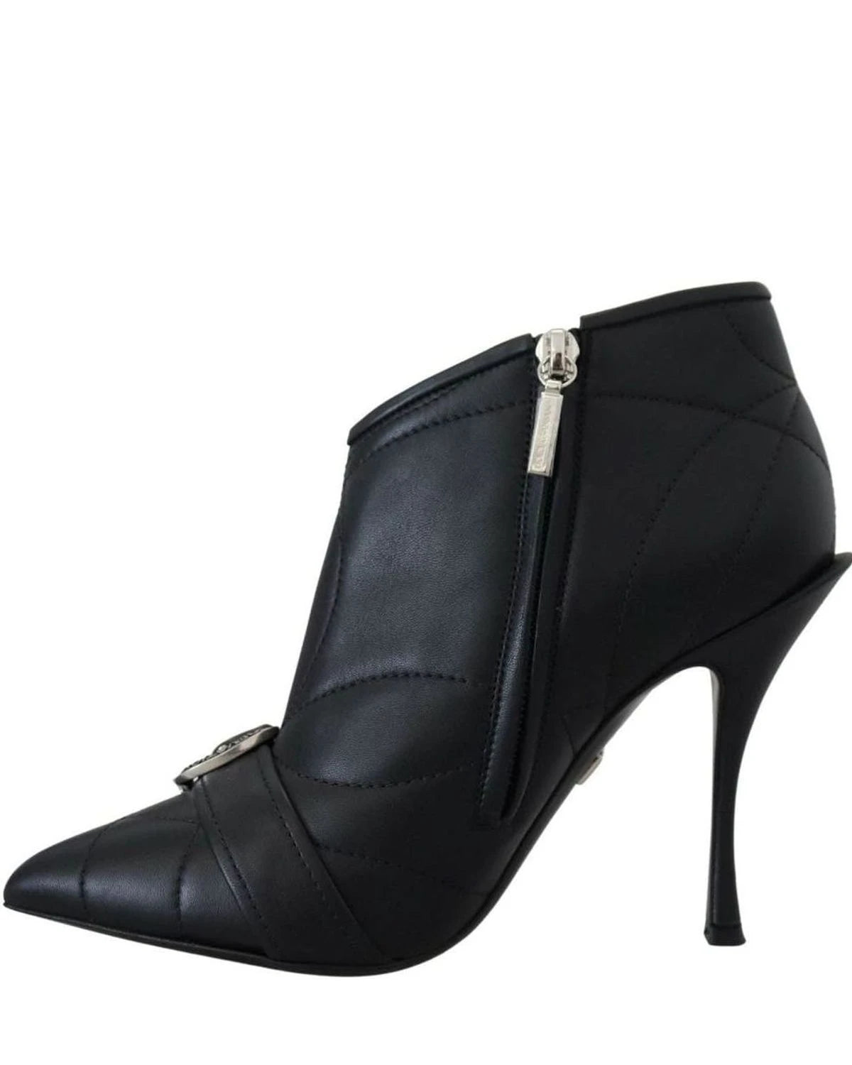 Dolce & Gabbana Black Elegant Quilted Leather Booties Boots