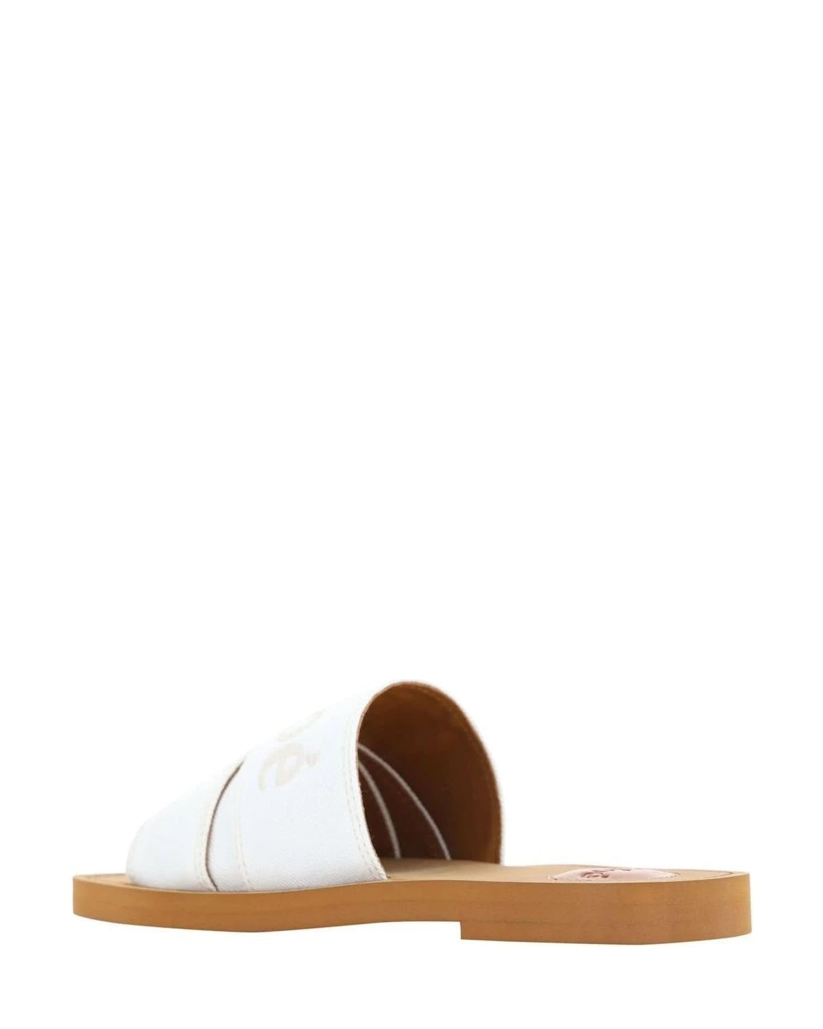 Chloé Elegant White Cotton Slide Sandals Flats