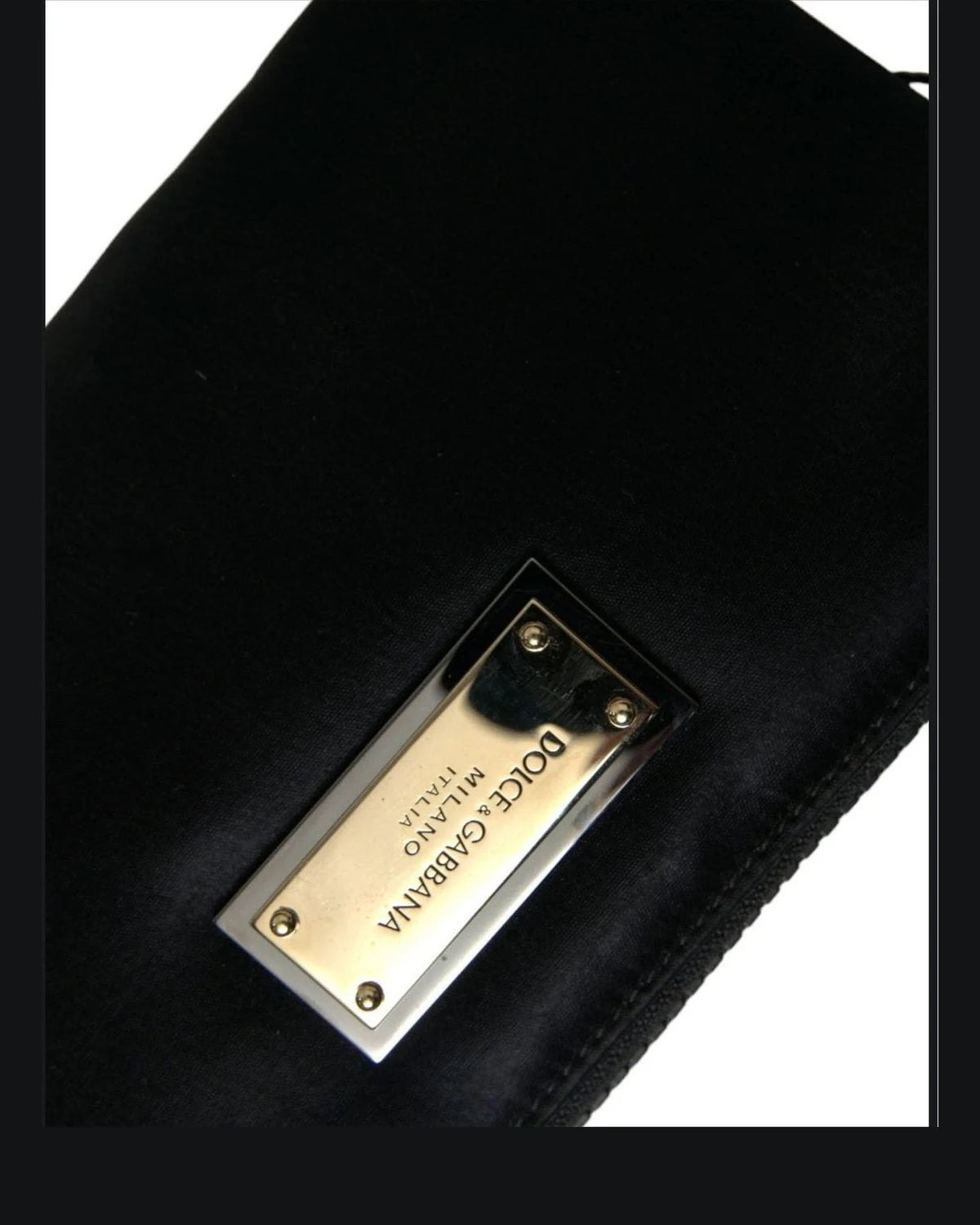 Dolce & Gabbana Black Nylon Leather Pouch With Decorative Details Clutch Bags