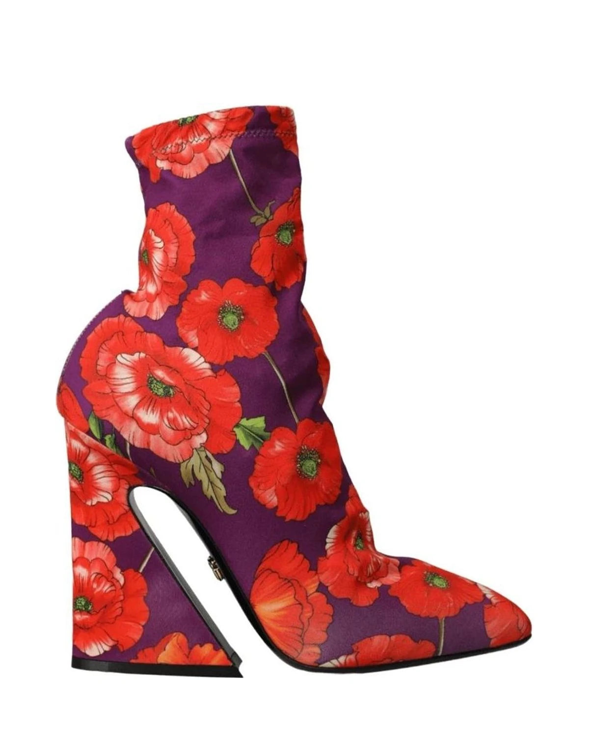 Dolce & Gabbana Purple Floral Jersey Stretch Boots Shoes Boots