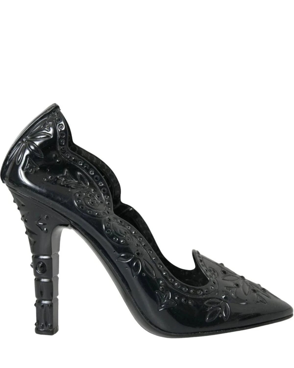 Dolce & Gabbana Black Crystal Cinderella Heels Pumps Shoes Heels